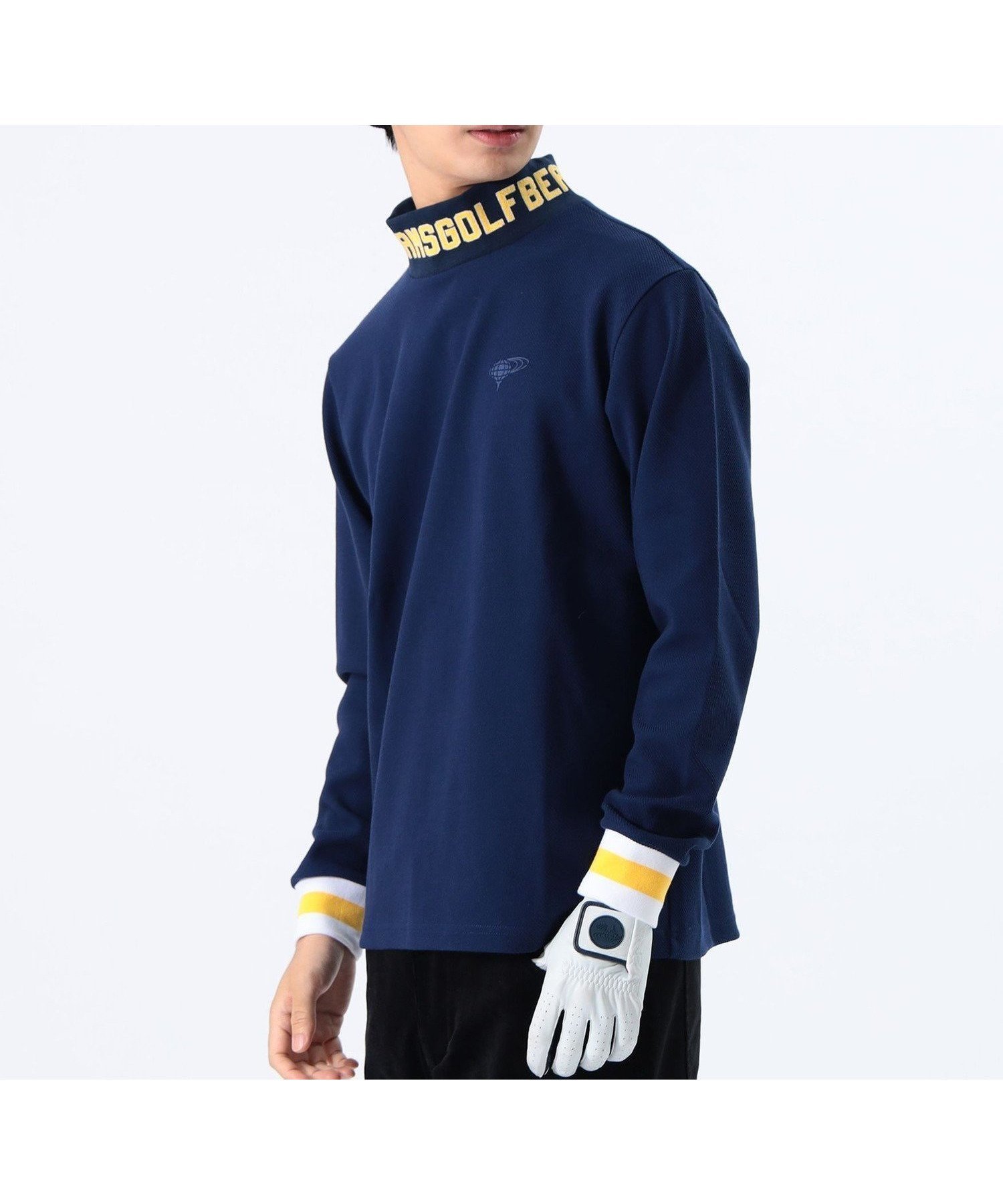 【その他のブランド/Other】のORANGE LABEL / ツイルジャージ ロゴ モックネックシャツ インテリア・キッズ・メンズ・レディースファッション・服の通販 founy(ファニー) 　ファッション　Fashion　メンズファッション　Fashion for Men　アウトドア　Outdoor Clothing　キャップ　Cap, Baseball Cap　ジャカード／ジャガード　Jacquard, Woven Pattern　ストレッチ　Stretch, Stretchy Fabric　モチーフ　Motif, Design Theme　リラックス　Relax, Relaxed Fit　おすすめ　Recommended / Our Picks　ゴルフ　Golf　NAVY|ID: prp329100004643376 ipo3291000000033496024