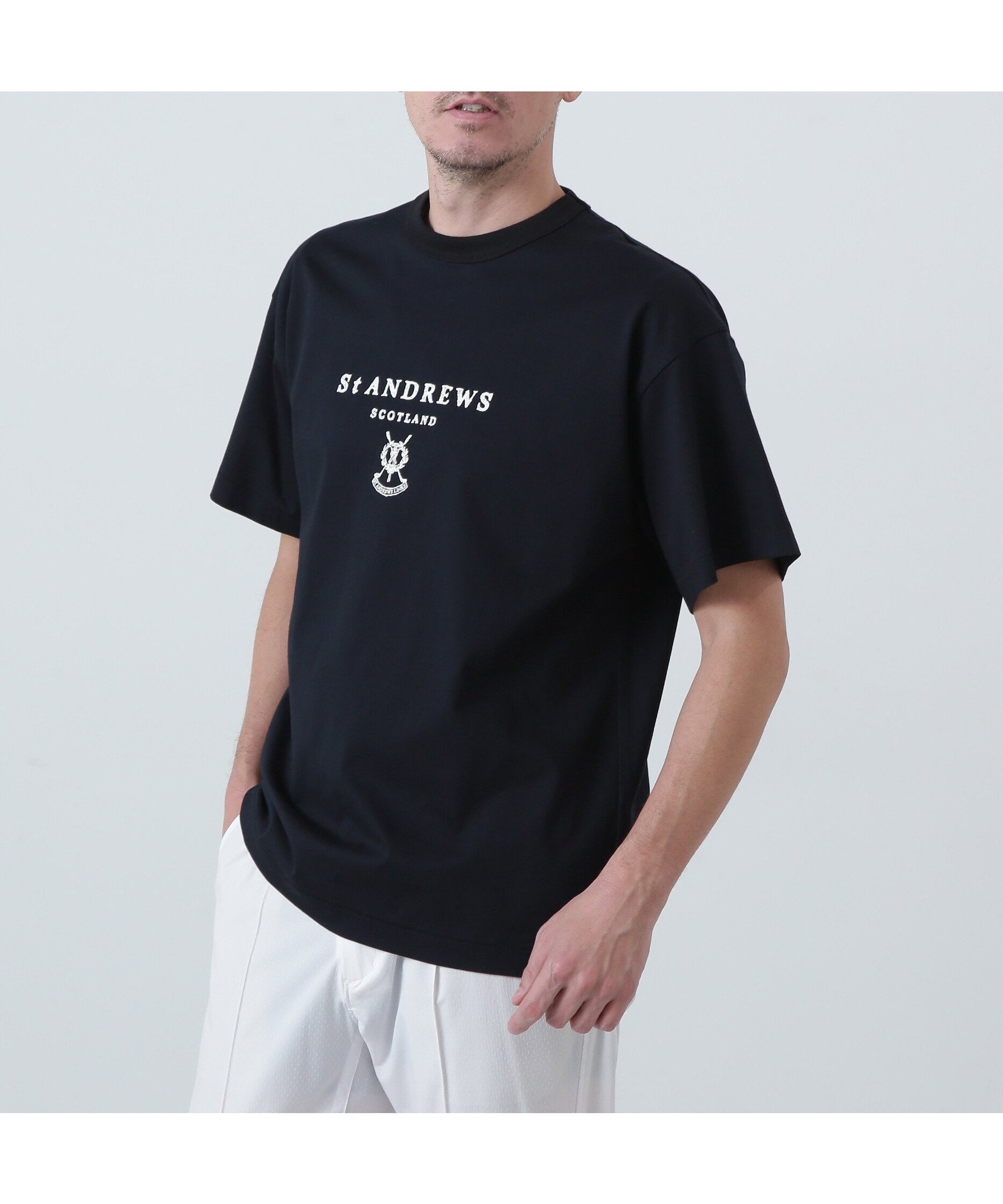【その他のブランド/Other】のプレーティング天竺Tシャツ (MENS) インテリア・キッズ・メンズ・レディースファッション・服の通販 founy(ファニー) 　ファッション　Fashion　メンズファッション　Fashion for Men　おすすめ　Recommended / Our Picks　アウトドア　Outdoor Clothing　ゴルフ　Golf　フロント　Front, Front Design　半袖　Short Sleeve, Half Sleeve　ブラック|ID: prp329100004643381 ipo3291000000033496100