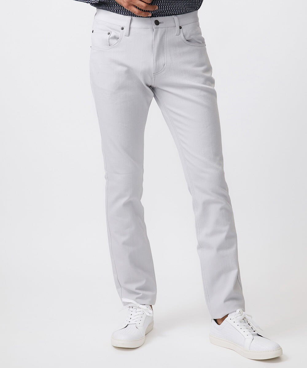 【ミッシェルクラン オム/MICHEL KLEIN / MEN】の【撥水】プレビアシャンブレー5ポケットパンツ インテリア・キッズ・メンズ・レディースファッション・服の通販 founy(ファニー) 　ファッション　Fashion　メンズファッション　Fashion for Men　ボトムス　Bottoms　エレガント 上品　Elegant　シャンブレー　Chambray, Denim-Like Fabric　ジャケット　Jacket, Outerwear　スタイリッシュ　Stylish, Fashionable　ストレッチ　Stretch, Stretchy Fabric　デニム　Denim, Jeans Material　ベーシック　Basic, Essential　ボトム　Bottoms, Lower Wear　ポケット　Pocket, Pocket Detail　おすすめ　Recommended / Our Picks　ゴルフ　Golf　ビジネス 仕事 通勤　Business / Work / Commuting　ライトグレー|ID: prp329100004643385 ipo3291000000033496161
