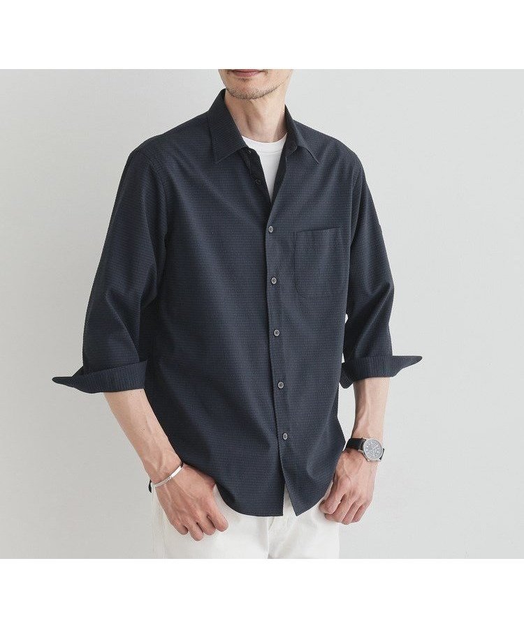 【タケオキクチ/TAKEO KIKUCHI / MEN】の【COOL CITY WEAR】DotAirサッカー シャツ インテリア・キッズ・メンズ・レディースファッション・服の通販 founy(ファニー) 　ファッション　Fashion　メンズファッション　Fashion for Men　おすすめ　Recommended / Our Picks　インナー　Innerwear　サッカー　Seersucker, Summer Fabric　トラベル　Travel, Travel Gear　ファブリック　Fabric, Textile　ベーシック　Basic, Essential　ポケット　Pocket, Pocket Detail　人気　Popular, Best Seller　夏　Summer　洗える　Machine Washable　羽織　Haori, Light Jacket　軽量　Lightweight, Ultra Light　ネイビー|ID: prp329100004643406 ipo3291000000033496340