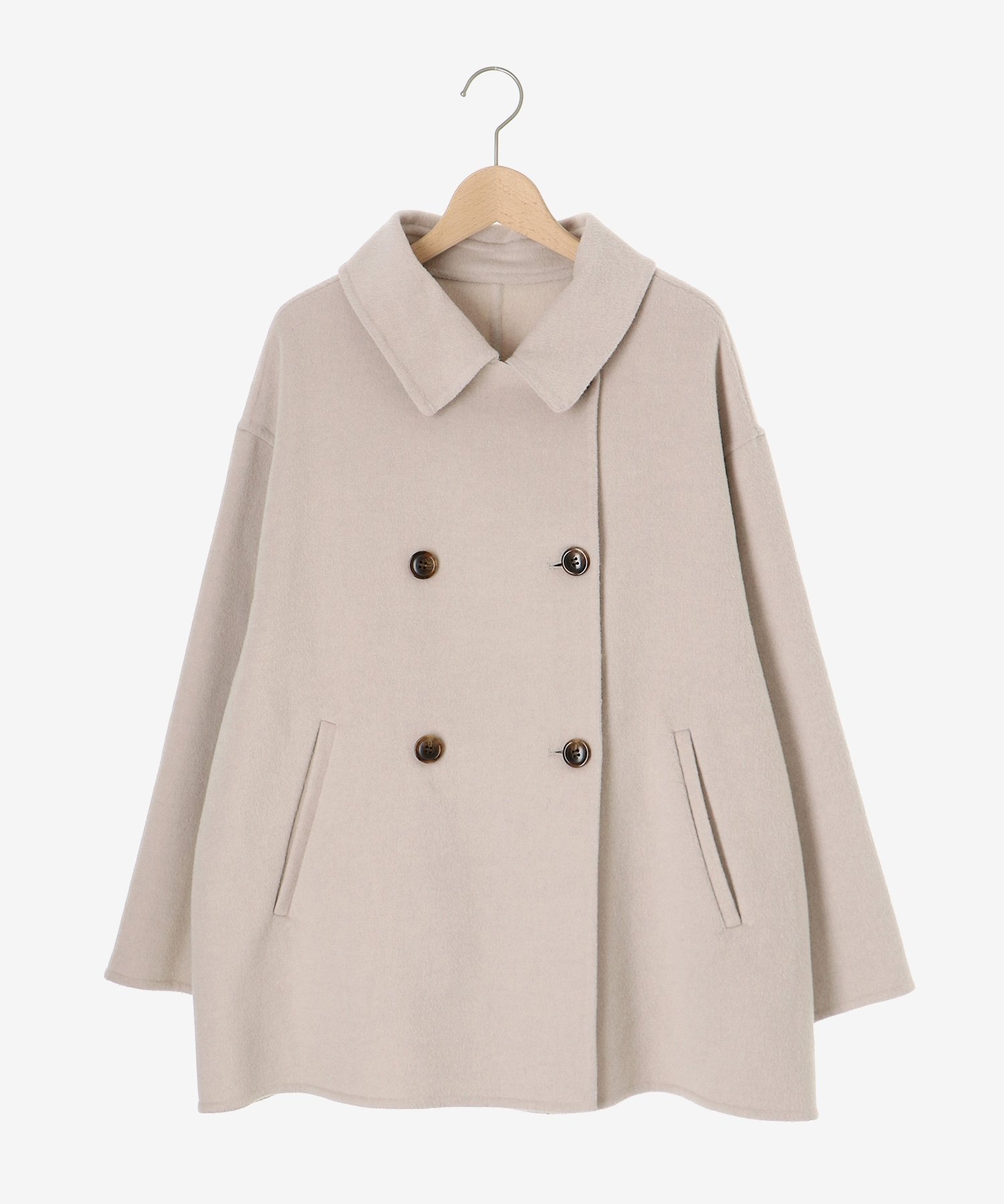 【ルクールブラン/le.coeur blanc】のリバーオープンカラーミドルコート インテリア・キッズ・メンズ・レディースファッション・服の通販 founy(ファニー) 　ファッション　Fashion　レディースファッション　Fashion for Women　アウター　Coat / Outerwear Collection　コート・ロングコート・ピーコート　Long Coats, Peacoats & More　おすすめ　Recommended / Our Picks　ダブル　Double, Double-Breasted　トレンド　Trend, Trending Now　バランス　Balance, Style Balance　フロント　Front, Front Design　リラックス　Relax, Relaxed Fit　グレージュ|ID: prp329100004643418 ipo3291000000033496482