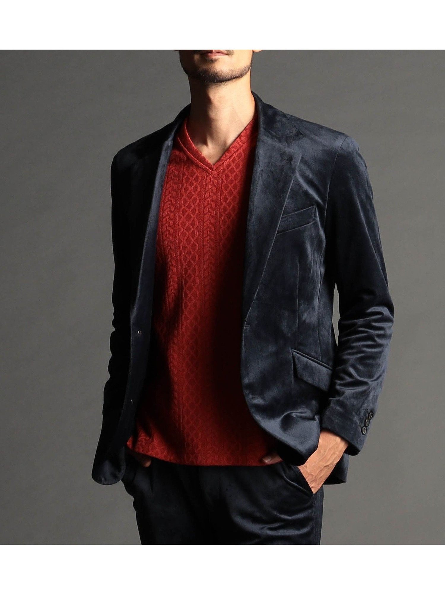 【ニコル/NICOLE / MEN】のハイブリッドベルベット ジャケット インテリア・キッズ・メンズ・レディースファッション・服の通販 founy(ファニー) 　ファッション　Fashion　メンズファッション　Fashion for Men　シェイプ　Shape, Slim Fit　シンプル　Simple, Minimal　ジャカード／ジャガード　Jacquard, Woven Pattern　ジャケット　Jacket, Outerwear　ストレッチ　Stretch, Stretchy Fabric　セットアップ　Set-Up, Coordinated Outfit　なめらか　Smooth, Silky Texture　ベルベット　Velvet, Velvety　エレガント 上品　Elegant　67ネイビー|ID: prp329100004643432 ipo3291000000033496650
