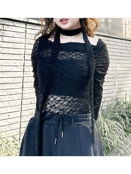 【リリーブラウン/Lily Brown】のドレープオフショルレーストップス インテリア・キッズ・メンズ・レディースファッション・服の通販 founy(ファニー) 　ファッション　Fashion　レディースファッション　Fashion for Women　トップス・カットソー　Cut & Sew Tops　エレガント 上品　Elegant　ギャザー　Gathered, Ruffled　ドレープ　Drape, Draping Fabric　フェミニン　Feminine, Girly　レース　Lace, Lace Fabric　春　Spring　雑誌　Magazine, Fashion Magazine　BLK[009]|ID: prp329100004643443 ipo3291000000033496757
