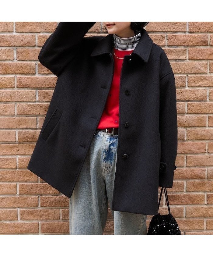 【フリークスストア/FREAK'S STORE】のビーバー ステンカラーショートコート 24AW インテリア・キッズ・メンズ・レディースファッション・服の通販 founy(ファニー) 　ファッション　Fashion　レディースファッション　Fashion for Women　アウター　Coat / Outerwear Collection　コート・ロングコート・ピーコート　Long Coats, Peacoats & More　2024年　2024　2024-2025秋冬・A/W　Autumn/Winter 2024–25 AW24–25　冬　Winter / This Winter　シンプル　Simple, Minimal　トレンド　Trend, Trending Now　ミドル　Middle Length, Mid Height　A/W・秋冬　Autumn/Winter　ブラック|ID: prp329100004643452 ipo3291000000033496922