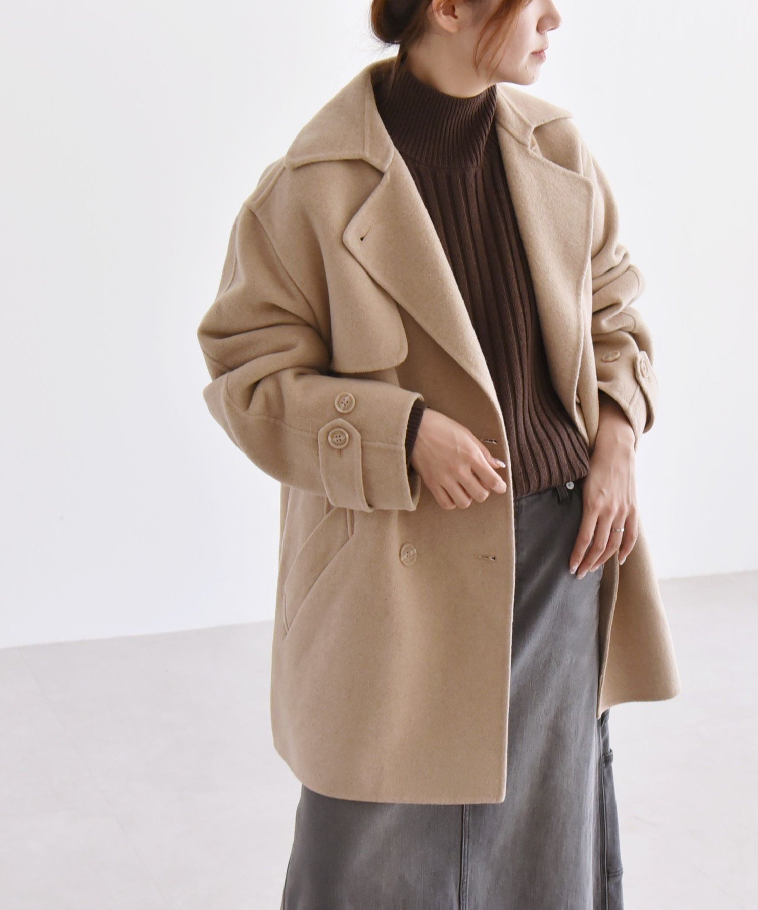 【シップス フォー ウィメン/SHIPS】のquaranciel リバー ジャケット Pコート インテリア・キッズ・メンズ・レディースファッション・服の通販 founy(ファニー) 　ファッション　Fashion　レディースファッション　Fashion for Women　アウター　Coat / Outerwear Collection　コート・ロングコート・ピーコート　Long Coats, Peacoats & More　レディースジャケット・軽アウター　Jackets　Pコート　Pea Coats　2024年　2024　2024-2025秋冬・A/W　Autumn/Winter 2024–25 AW24–25　ジャケット　Jacket, Outerwear　フレア　Flare, Flared　ボトム　Bottoms, Lower Wear　リラックス　Relax, Relaxed Fit　ロング　Long, Long-Length　ワイド　Wide, Wide Fit　ベージュ|ID: prp329100004643459 ipo3291000000033496979