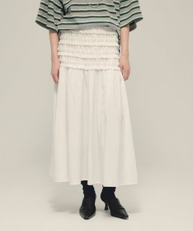 【ジーナシス/JEANASiS】のFrill Shirring Skirt 人気、トレンドファッション・服の通販 founy(ファニー) ファッション Fashion レディースファッション Fashion for Women スカート Skirts スウェット / スエット Sweatshirt, Sweatwear ダウン Down, Puffer フリル Frill, Ruffle フレア Flare, Flared ロング Long, Long-Length エレガント 上品 Elegant |ID:prp329100004643780