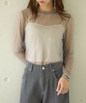 【セットアップセブン/SETUP7】のMAISON BREEZE reveur/チュールシアートップス 人気、トレンドファッション・服の通販 founy(ファニー) ファッション Fashion レディースファッション Fashion for Women トップス・カットソー Cut & Sew Tops トレンド Trend, Trending Now パープル Purple, Violet ベーシック Basic, Essential |ID:prp329100004643926