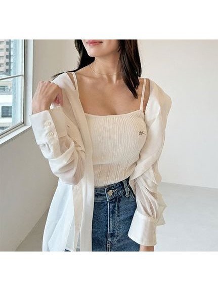 【スナイデル/SNIDEL】のSustainableシアーシャツ インテリア・キッズ・メンズ・レディースファッション・服の通販 founy(ファニー) 　ファッション　Fashion　レディースファッション　Fashion for Women　トップス・カットソー　Cut & Sew Tops　シャツ・ブラウス・オフィスカジュアル　Elegant Blouses & Button-Ups　ウェーブ　Wavy Pattern　キャミソール　Camisole, Spaghetti Strap Top　ショルダー　Shoulder, Shoulder Strap　ドロップ　Drop Shoulder, Dropped Style　ポケット　Pocket, Pocket Detail　おすすめ　Recommended / Our Picks　WHT[001]|ID: prp329100004643939 ipo3291000000033503993