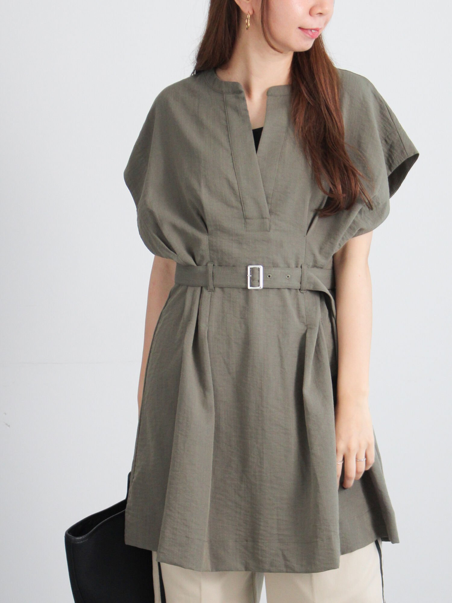 【テチチ/Te chichi】のミリタリーチュニックシャツ インテリア・キッズ・メンズ・レディースファッション・服の通販 founy(ファニー) 　ファッション　Fashion　レディースファッション　Fashion for Women　トップス・カットソー　Cut & Sew Tops　シャツ・ブラウス・オフィスカジュアル　Elegant Blouses & Button-Ups　シンプル　Simple, Minimal　チュニック　Tunic, Long Top　ミリタリー　Military, Army Style　カーキ|ID: prp329100004643947 ipo3291000000033504044