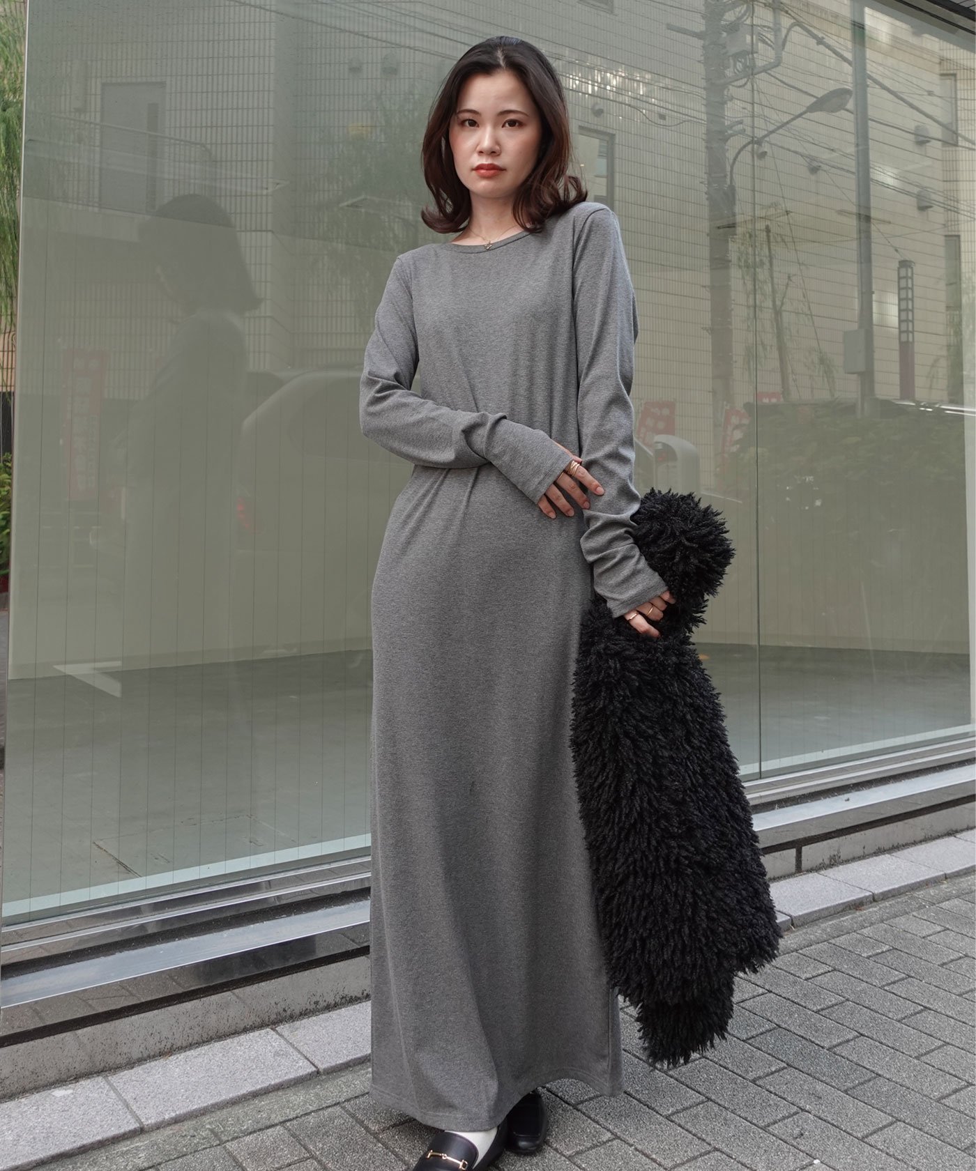 【コーナーズ/CORNERS】のリブロングワンピース インテリア・キッズ・メンズ・レディースファッション・服の通販 founy(ファニー) 　ファッション　Fashion　レディースファッション　Fashion for Women　ワンピース　Dresses　アクセサリー　Fashion Accessories　シンプル　Simple, Minimal　スタイリッシュ　Stylish, Fashionable　フィット　Fit, Slim Fit　チャコールグレー|ID: prp329100004643952 ipo3291000000033504102