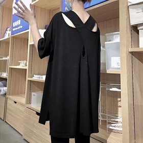 【ミニミニストア/miniministore】のバッククロス tシャツカットソーロング丈 人気、トレンドファッション・服の通販 founy(ファニー) ファッション Fashion レディースファッション Fashion for Women トップス・カットソー Cut & Sew Tops シャツ・ブラウス・オフィスカジュアル Elegant Blouses & Button-Ups ロングTシャツ・Tシャツ Longline T-Shirts & Tees カットソー・ベーシックTシャツ Cut-and-Sewn Tops / Stretch Tees & Basics カットソー Cut and Sewn Top シンプル Simple, Minimal チュニック Tunic, Long Top ビッグ Big, Oversized 半袖 Short Sleeve, Half Sleeve 夏 Summer 無地 Plain, Solid Color |ID:prp329100004643977