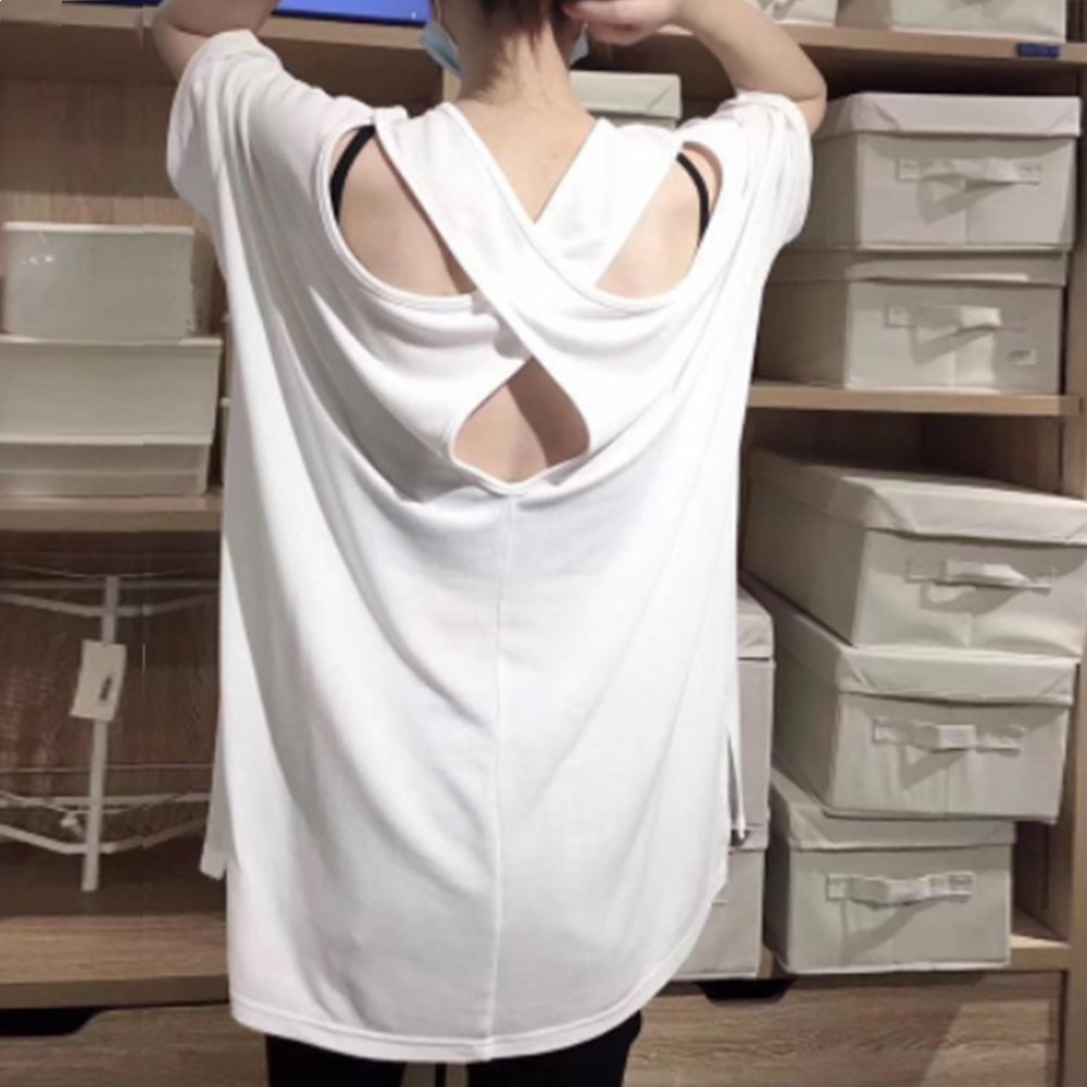 【ミニミニストア/miniministore】のバッククロス tシャツカットソーロング丈 インテリア・キッズ・メンズ・レディースファッション・服の通販 founy(ファニー) 　ファッション　Fashion　レディースファッション　Fashion for Women　トップス・カットソー　Cut & Sew Tops　シャツ・ブラウス・オフィスカジュアル　Elegant Blouses & Button-Ups　ロングTシャツ・Tシャツ　Longline T-Shirts & Tees　カットソー・ベーシックTシャツ　Cut-and-Sewn Tops / Stretch Tees & Basics　カットソー　Cut and Sewn Top　シンプル　Simple, Minimal　チュニック　Tunic, Long Top　ビッグ　Big, Oversized　半袖　Short Sleeve, Half Sleeve　夏　Summer　無地　Plain, Solid Color　ホワイト|ID: prp329100004643977 ipo3291000000033504209