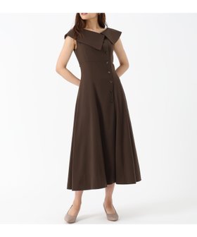 【ミッシュマッシュ/MISCH MASCH】のMM537413 アシメボタンビッグカラーワンピース 人気、トレンドファッション・服の通販 founy(ファニー) ファッション Fashion レディースファッション Fashion for Women ワンピース Dresses アシンメトリー Asymmetrical Style ビッグ Big, Oversized フレア Flare, Flared リボン Ribbon, Bow ワンポイント One Point, Statement Accent |ID:prp329100004644033