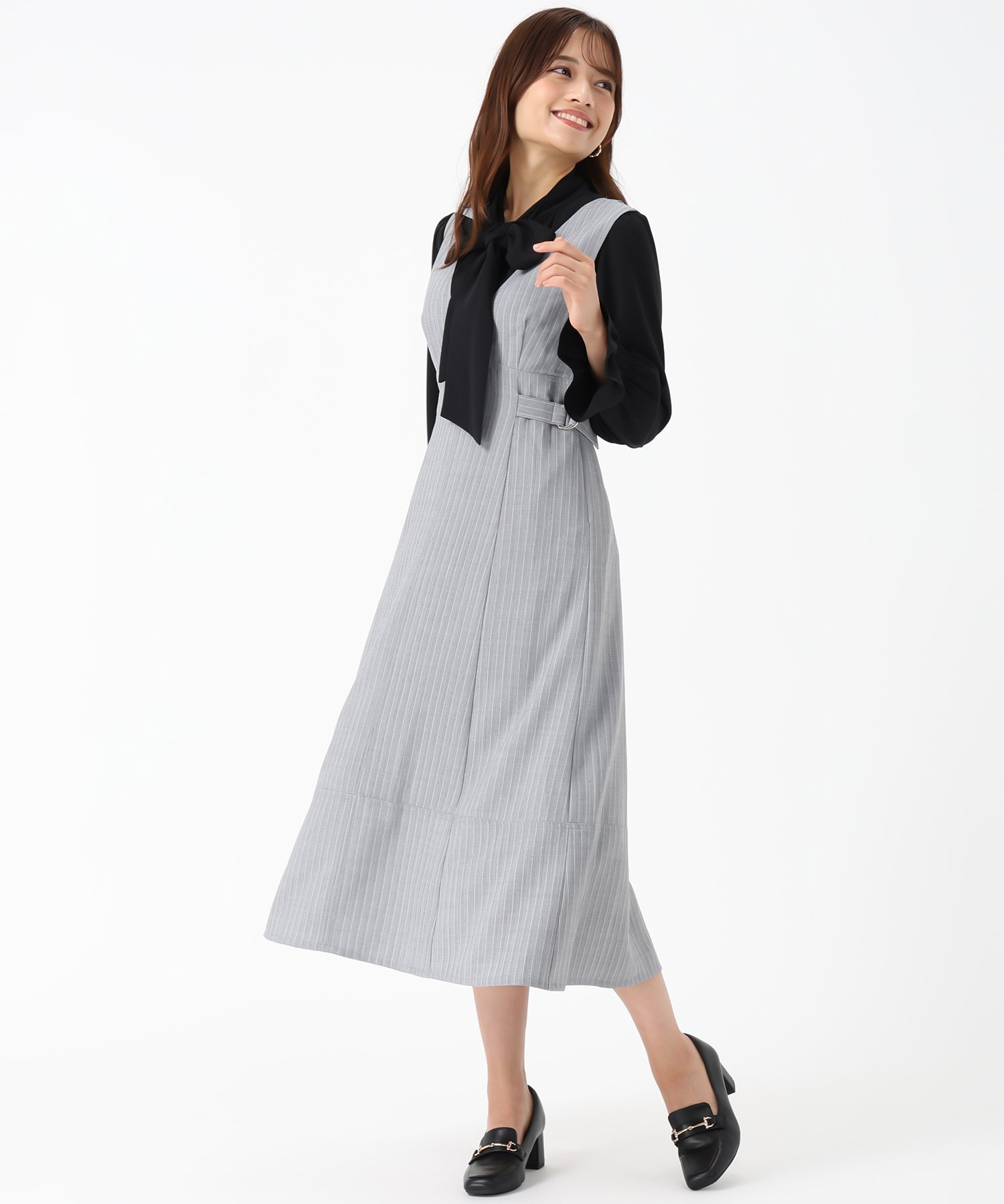 【ミッシュマッシュ/MISCH MASCH】のMM537408 バッククロスストライプジャンスカ インテリア・キッズ・メンズ・レディースファッション・服の通販 founy(ファニー) 　ファッション　Fashion　レディースファッション　Fashion for Women　バッグ　Bags　おすすめ　Recommended / Our Picks　カットソー　Cut and Sewn Top　ストライプ　Stripe, Striped Pattern　ワンポイント　One Point, Statement Accent　エレガント 上品　Elegant　グレー|ID: prp329100004644036 ipo3291000000033504513