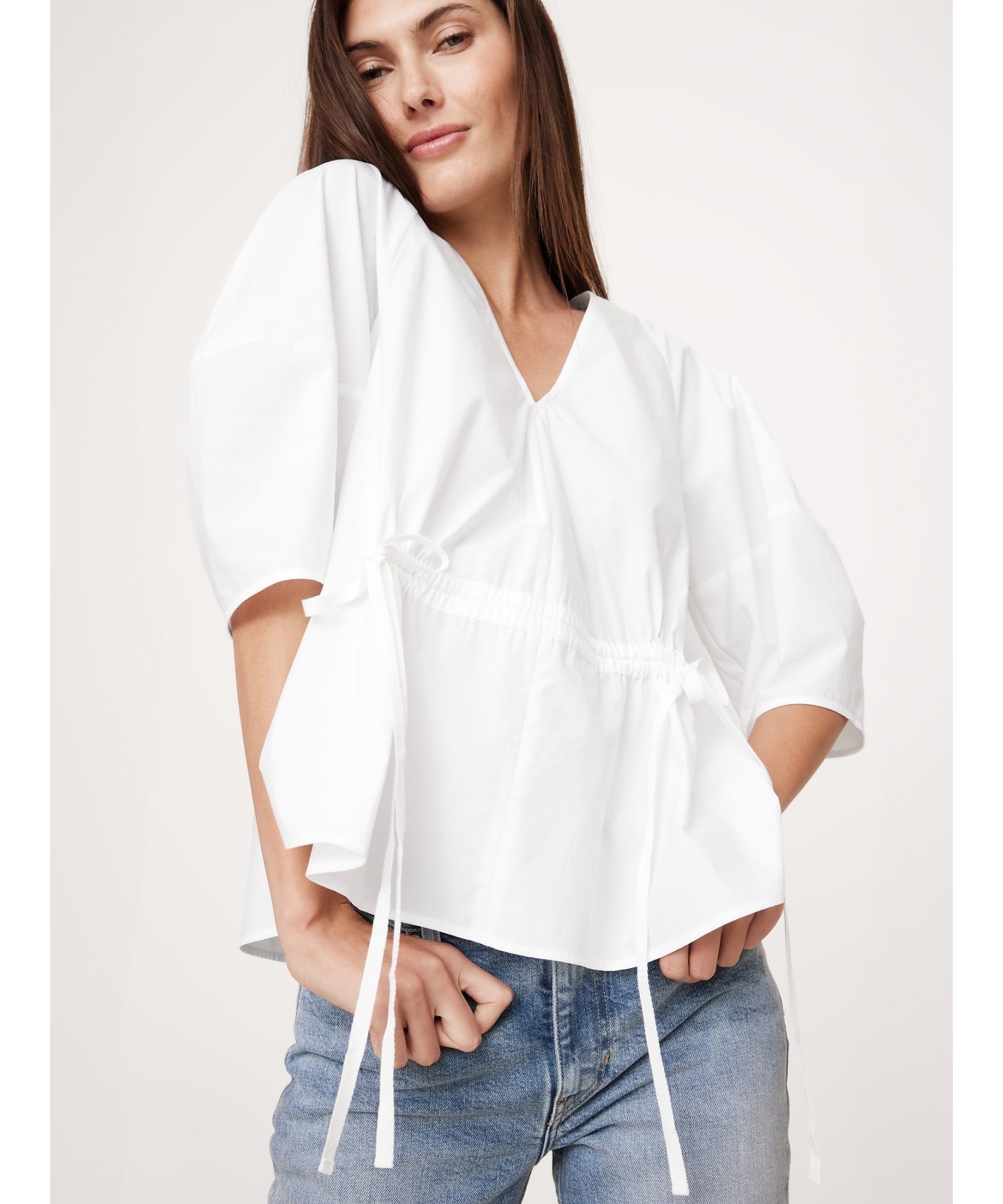 【バナナ リパブリック/BANANA REPUBLIC】のポプリン シンチウエスト トップス インテリア・キッズ・メンズ・レディースファッション・服の通販 founy(ファニー) 　ファッション　Fashion　レディースファッション　Fashion for Women　トップス・カットソー　Cut & Sew Tops　ストレート　Straight, Straight Cut　フィット　Fit, Slim Fit　リラックス　Relax, Relaxed Fit　WHITE|ID: prp329100004644060 ipo3291000000033593283
