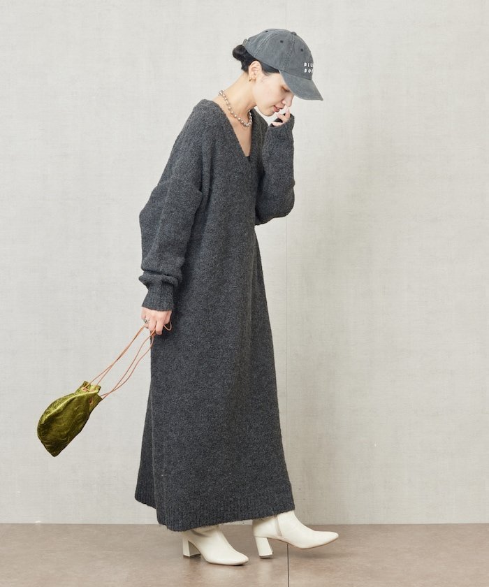 【フリークスストア/FREAK'S STORE】のミニ ブークレ Vネック ニット ワンピース【限定展開】 24AW インテリア・キッズ・メンズ・レディースファッション・服の通販 founy(ファニー) 　ファッション　Fashion　レディースファッション　Fashion for Women　ワンピース　Dresses　ニットワンピース　Knit Dresses　2024年　2024　2024-2025秋冬・A/W　Autumn/Winter 2024–25 AW24–25　冬　Winter / This Winter　おすすめ　Recommended / Our Picks　インナー　Innerwear　チェック　Check, Plaid, Tartan　ベスト　Vest, Waistcoat　A/W・秋冬　Autumn/Winter　スミクロ|ID: prp329100004644063 ipo3291000000033556548