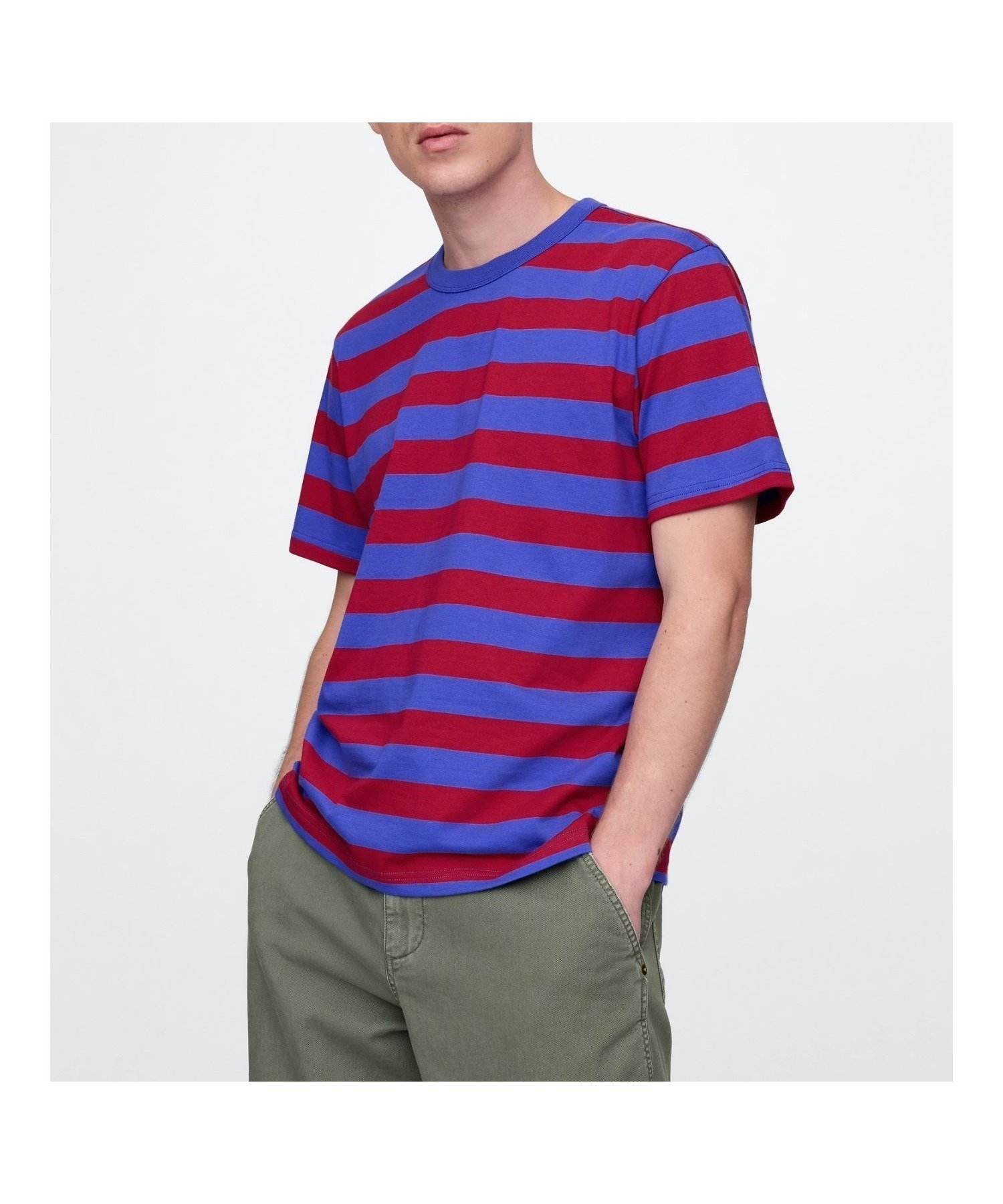 【ギャップ/GAP】のオリジナルTシャツ インテリア・キッズ・メンズ・レディースファッション・服の通販 founy(ファニー) 　ファッション　Fashion　レディースファッション　Fashion for Women　トップス・カットソー　Cut & Sew Tops　シャツ・ブラウス・オフィスカジュアル　Elegant Blouses & Button-Ups　ロングTシャツ・Tシャツ　Longline T-Shirts & Tees　ベーシック　Basic, Essential　ボーダー　Border, Stripe　定番　Standard, Basic Item　無地　Plain, Solid Color　BLUE_PINK_STRIPE|ID: prp329100004644082 ipo3291000000033505453