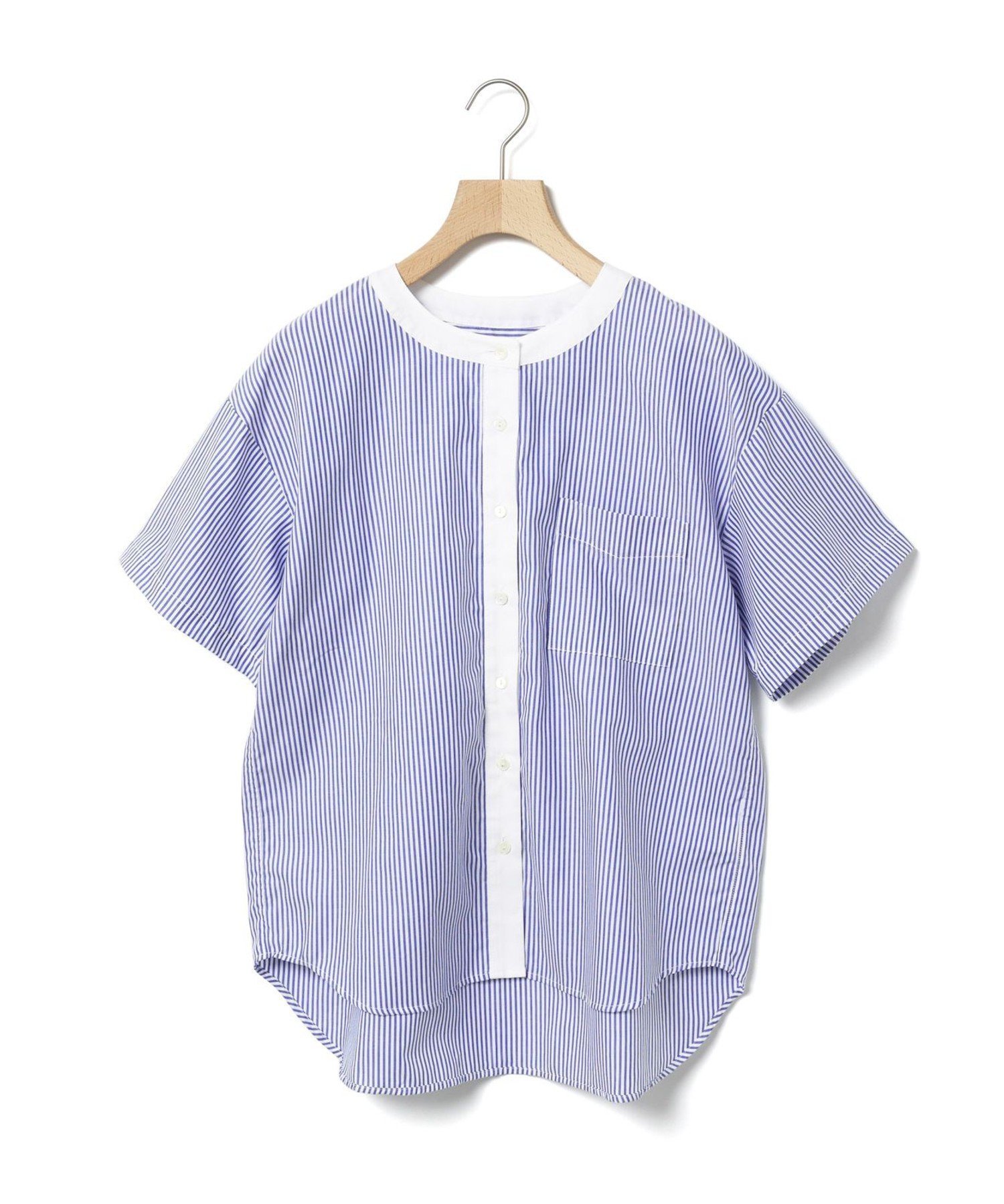 【マーコート/MARcourt】のMidiUmi クレリックストライプシャツ インテリア・キッズ・メンズ・レディースファッション・服の通販 founy(ファニー) 　ファッション　Fashion　レディースファッション　Fashion for Women　トップス・カットソー　Cut & Sew Tops　シャツ・ブラウス・オフィスカジュアル　Elegant Blouses & Button-Ups　ストライプ　Stripe, Striped Pattern　フロント　Front, Front Design　ポケット　Pocket, Pocket Detail　人気　Popular, Best Seller　ブルーストライプ|ID: prp329100004644126 ipo3291000000033506162