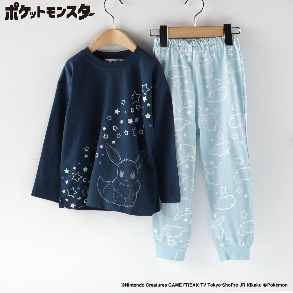 【ブランシェス/branshes / KIDS】の【ポケモン】ルームウェア インテリア・キッズ・メンズ・レディースファッション・服の通販 founy(ファニー) 　ファッション　Fashion　キッズファッション　Fashion for Kids　おすすめ　Recommended / Our Picks　パジャマ　Pajamas, Sleepwear　プリント　Print, Printed Pattern　ポケット　Pocket, Pocket Detail　長袖　Long Sleeve, Full Sleeve　ネイビーブルー|ID: prp329100004644214 ipo3291000000033507583