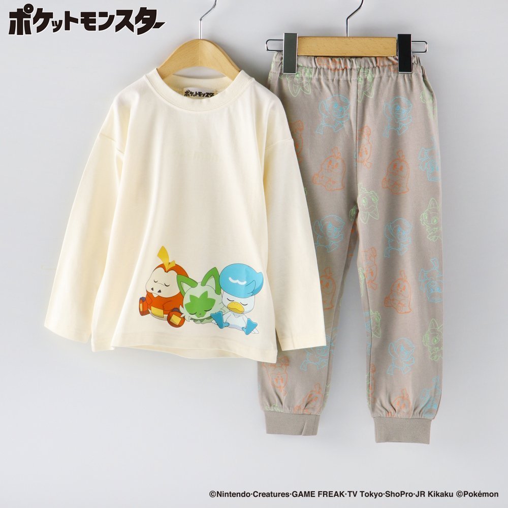 【ブランシェス/branshes / KIDS】の【ポケモン】ルームウェア インテリア・キッズ・メンズ・レディースファッション・服の通販 founy(ファニー) 　ファッション　Fashion　キッズファッション　Fashion for Kids　おすすめ　Recommended / Our Picks　パジャマ　Pajamas, Sleepwear　プリント　Print, Printed Pattern　ポケット　Pocket, Pocket Detail　長袖　Long Sleeve, Full Sleeve　アイボリー|ID: prp329100004644214 ipo3291000000033507585