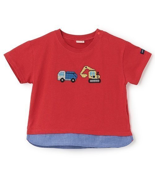 【ナルミヤ オンライン/NARUMIYA ONELINE / KIDS】のブロックプリント半袖Tシャツ インテリア・キッズ・メンズ・レディースファッション・服の通販 founy(ファニー) 　ファッション　Fashion　キッズファッション　Fashion for Kids　ブロック　Block, Solid Block Pattern　プリント　Print, Printed Pattern　ポケット　Pocket, Pocket Detail　半袖　Short Sleeve, Half Sleeve　赤|ID: prp329100004644247 ipo3291000000033508087