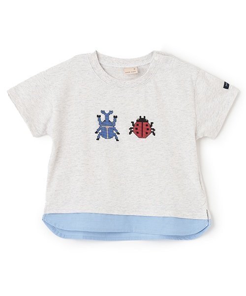 【ナルミヤ オンライン/NARUMIYA ONELINE / KIDS】のブロックプリント半袖Tシャツ インテリア・キッズ・メンズ・レディースファッション・服の通販 founy(ファニー) 　ファッション　Fashion　キッズファッション　Fashion for Kids　ブロック　Block, Solid Block Pattern　プリント　Print, Printed Pattern　ポケット　Pocket, Pocket Detail　半袖　Short Sleeve, Half Sleeve　シロ杢|ID: prp329100004644247 ipo3291000000033508088