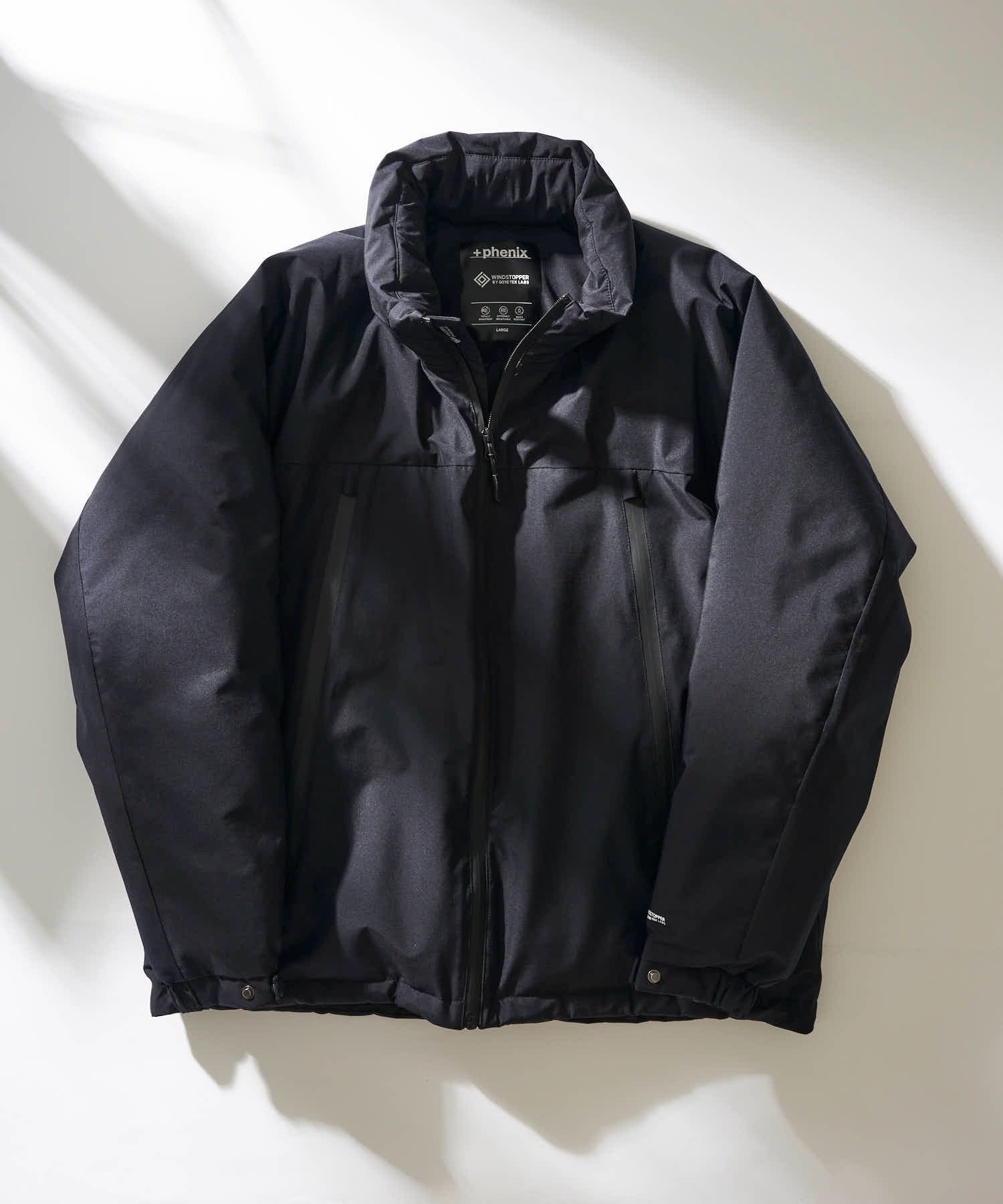 【テットオム/TETE HOMME / MEN】のADPOSION/【+phenix / プラスフェニックス】別注 ゴアテックス ダウンジャケット / GORE-TEX DOWN JACKET インテリア・キッズ・メンズ・レディースファッション・服の通販 founy(ファニー) 　ファッション　Fashion　メンズファッション　Fashion for Men　アウトドア　Outdoor Clothing　今季　This Season, Current Season　軽量　Lightweight, Ultra Light　ジャケット　Jacket, Outerwear　スウェット / スエット　Sweatshirt, Sweatwear　ダウン　Down, Puffer　トレンド　Trend, Trending Now　ドローストリング　Drawstring, Pull Cord　フラップ　Flap, Flap Pocket　フロント　Front, Front Design　ポケット　Pocket, Pocket Detail　別注　Limited Edition, Custom Order　冬　Winter / This Winter　A/W・秋冬　Autumn/Winter　おすすめ　Recommended / Our Picks　ブラック系3|ID: prp329100004644270 ipo3291000000033508553
