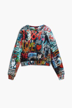 【デシグアル/Desigual】のグラフィティアートクロップドスウェット ミニ丈 人気、トレンドファッション・服の通販 founy(ファニー) ファッション Fashion レディースファッション Fashion for Women トップス・カットソー Cut & Sew Tops レディースパーカー・カジュアルフーディー Casual Hoodies & Sweatshirts スウェット・クルーネックトップス Sweatshirts & Crewnecks / Relaxed Fit Sweat Tops おすすめ Recommended / Our Picks カーゴパンツ Cargo Pants, Utility Pants クロップド Cropped, Short Length グラフィック Graphic, Graphic Design シンプル Simple, Minimal スウェット / スエット Sweatshirt, Sweatwear デニム Denim, Jeans Material トレンド Trend, Trending Now バランス Balance, Style Balance プリント Print, Printed Pattern ミックス Mix, Mixed Style ルーズ Loose, Oversized ロング Long, Long-Length 今季 This Season, Current Season 定番 Standard, Basic Item 長袖 Long Sleeve, Full Sleeve |ID:prp329100004644342