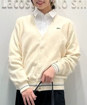 【ラコステ/LACOSTE / MEN】のリブニットステッチコットンニットカーディガン 人気、トレンドファッション・服の通販 founy(ファニー) ファッション Fashion メンズファッション Fashion for Men カフス Cuff Design シンプル Simple, Minimal |ID:prp329100004644356