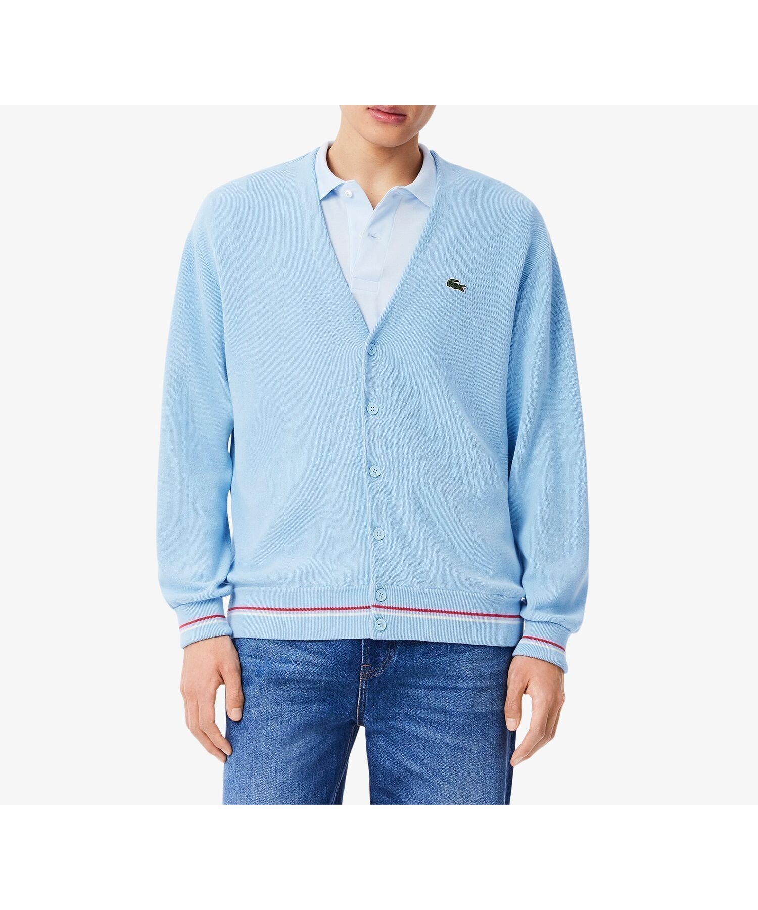 【ラコステ/LACOSTE / MEN】のリブニットステッチコットンニットカーディガン インテリア・キッズ・メンズ・レディースファッション・服の通販 founy(ファニー) 　ファッション　Fashion　メンズファッション　Fashion for Men　カフス　Cuff Design　シンプル　Simple, Minimal　ライトブルー|ID: prp329100004644356 ipo3291000000033509635