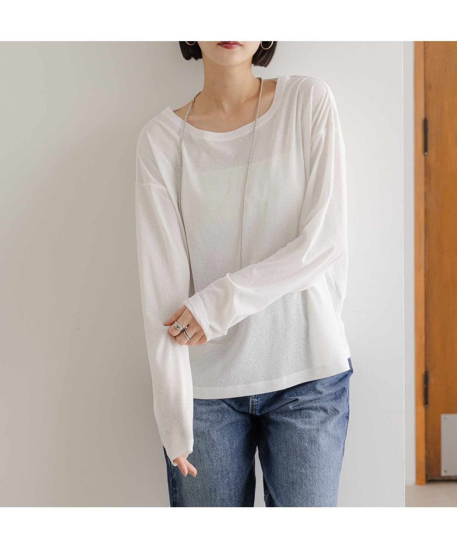【ローリーズファーム/LOWRYS FARM】のUSEFULシアープルオーバー インテリア・キッズ・メンズ・レディースファッション・服の通販 founy(ファニー) 　ファッション　Fashion　レディースファッション　Fashion for Women　トップス・カットソー　Cut & Sew Tops　カジュアルプルオーバー・ニットトップス　Pullovers & Knit Tops / Casual Pullovers　インナー　Innerwear　キャミワンピース　Cami Dress, Slip Dress　シアー　Sheer, See-Through　シンプル　Simple, Minimal　トレンド　Trend, Trending Now　ワイド　Wide, Wide Fit　長袖　Long Sleeve, Full Sleeve　ホワイト|ID: prp329100004644709 ipo3291000000033582775
