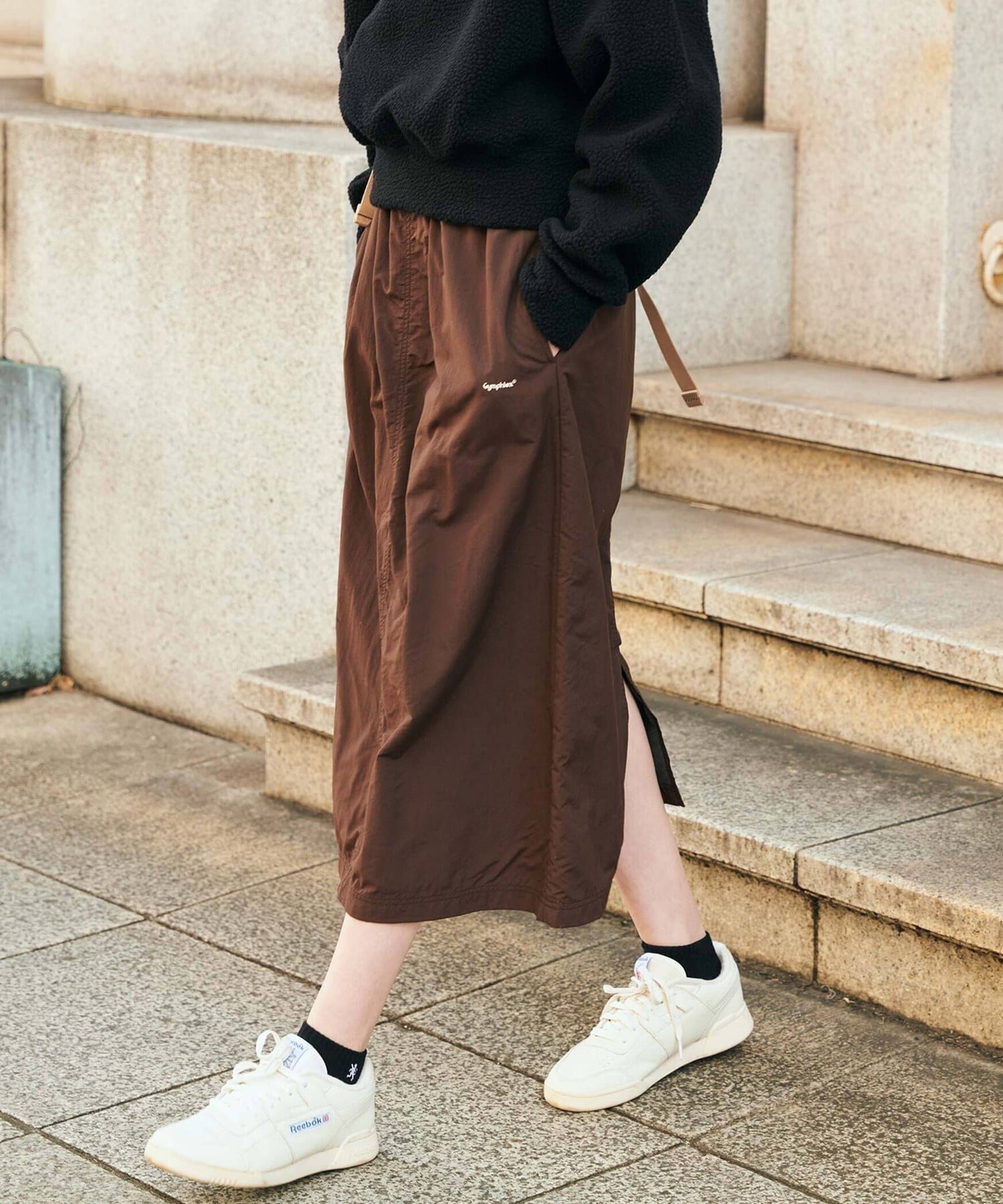 【ビショップ/Bshop】のナイロンタスラン イージースカート WOMEN インテリア・キッズ・メンズ・レディースファッション・服の通販 founy(ファニー) 　ファッション　Fashion　レディースファッション　Fashion for Women　スカート　Skirts　ドローコード　Drawcord, Drawstring Cord　フロント　Front, Front Design　ミドル　Middle Length, Mid Height　BROWN|ID: prp329100004644848 ipo3291000000033517821