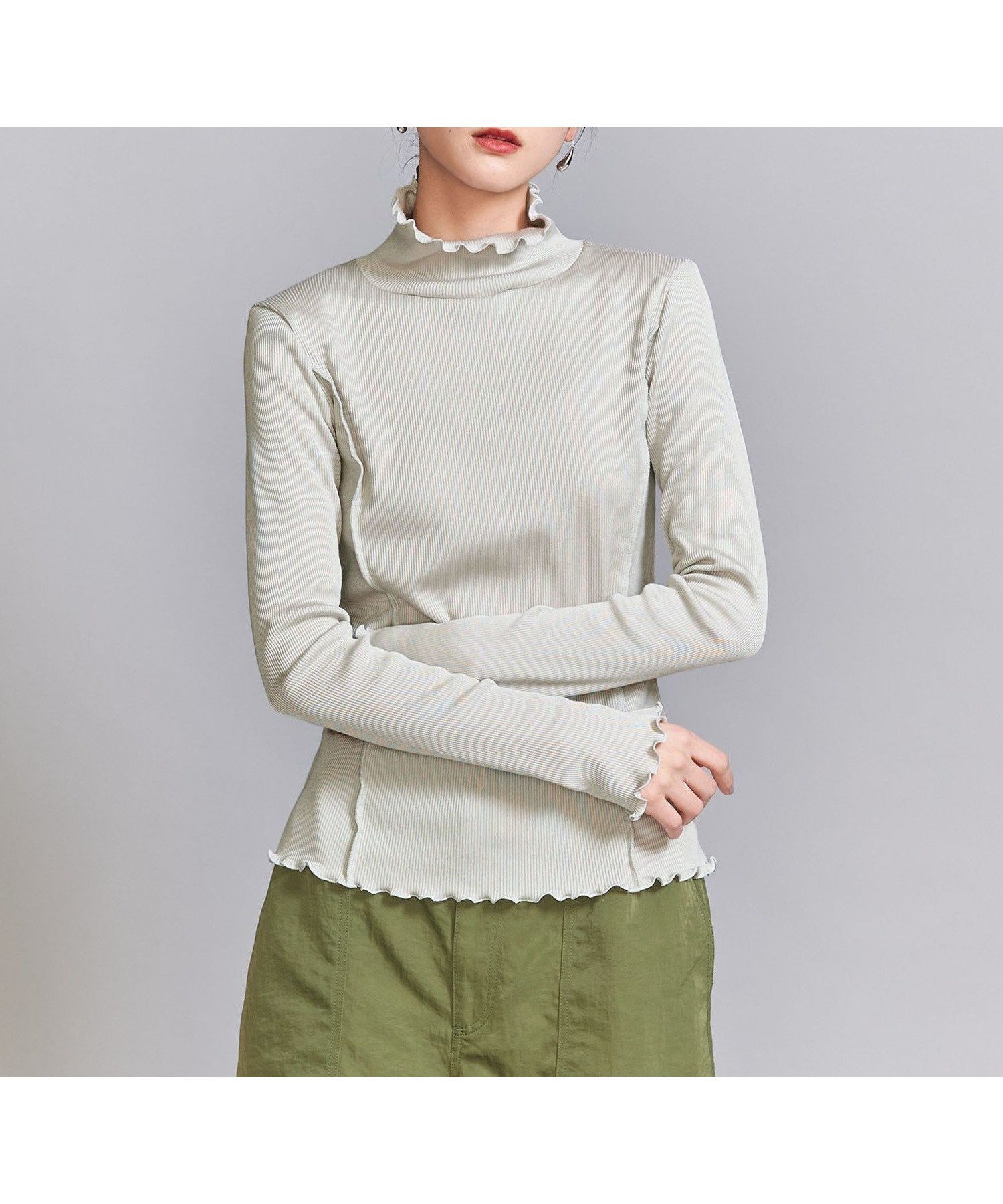 【ユナイテッドアローズ/UNITED ARROWS】のメローステッチ タートルネック カットソー インテリア・キッズ・メンズ・レディースファッション・服の通販 founy(ファニー) 　ファッション　Fashion　レディースファッション　Fashion for Women　トップス・カットソー　Cut & Sew Tops　カットソー・ベーシックTシャツ　Cut-and-Sewn Tops / Stretch Tees & Basics　タートルネック・ハイネックトップス　Turtlenecks & High-Neck Tops　インナー　Innerwear　カットソー　Cut and Sewn Top　ジャケット　Jacket, Outerwear　スウェット / スエット　Sweatshirt, Sweatwear　スリット　Slit, Slit Detail　タートルネック　Turtleneck, High Neck　フェミニン　Feminine, Girly　A/W・秋冬　Autumn/Winter　エレガント 上品　Elegant　LT.GRAY|ID: prp329100004644873 ipo3291000000033518523