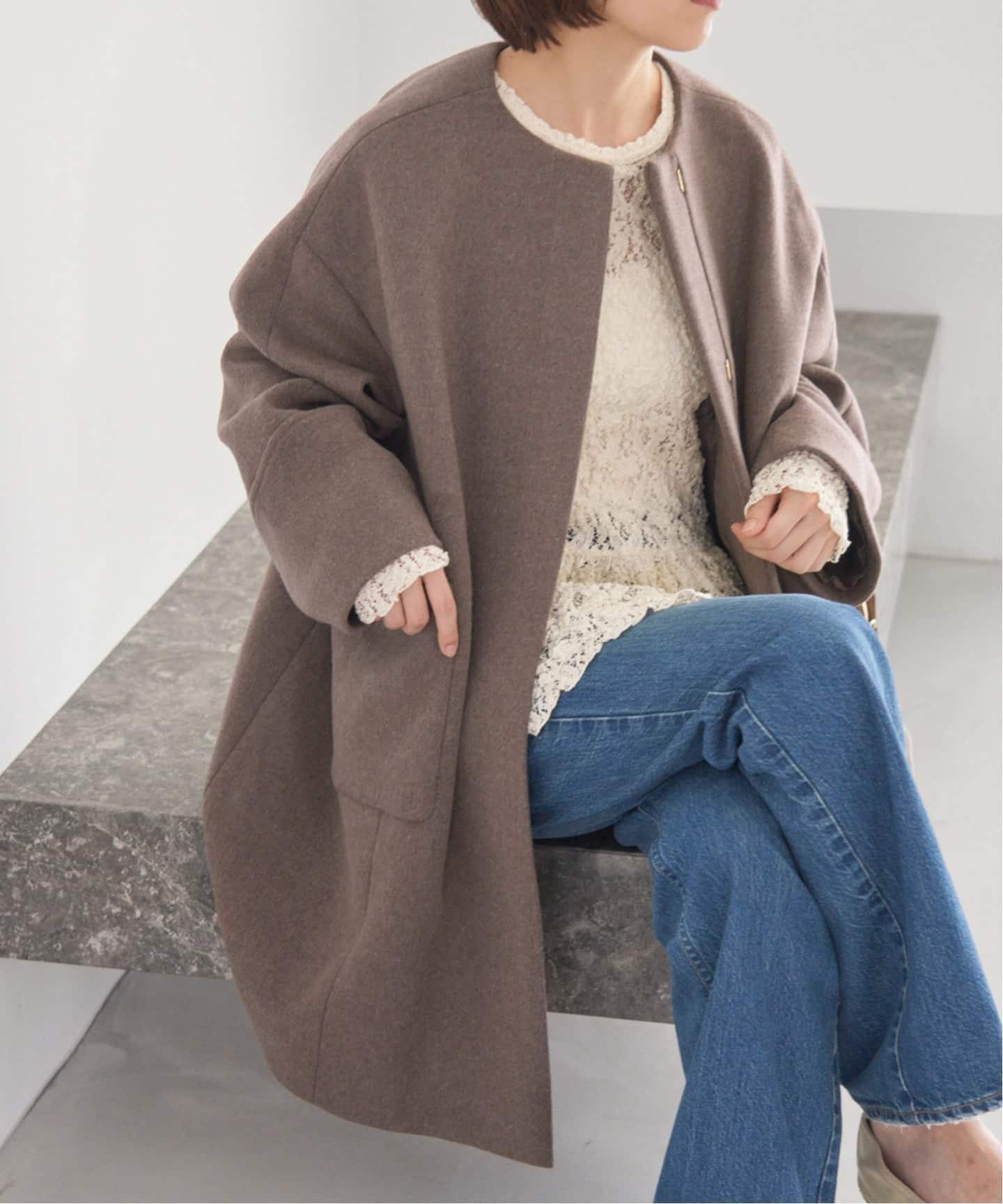 【イエナ/IENA】のSuper140 フォルムコート インテリア・キッズ・メンズ・レディースファッション・服の通販 founy(ファニー) 　ファッション　Fashion　レディースファッション　Fashion for Women　アウター　Coat / Outerwear Collection　コート・ロングコート・ピーコート　Long Coats, Peacoats & More　2025年　2025　2025-2026秋冬・A/W　Autumn/Winter 2025–26 AW25–26　カフス　Cuff Design　パッチ　Patch, Appliqué　フォルム　Silhouette, Form　ポケット　Pocket, Pocket Detail　別注　Limited Edition, Custom Order　ブラウン|ID: prp329100004644882 ipo3291000000033609604
