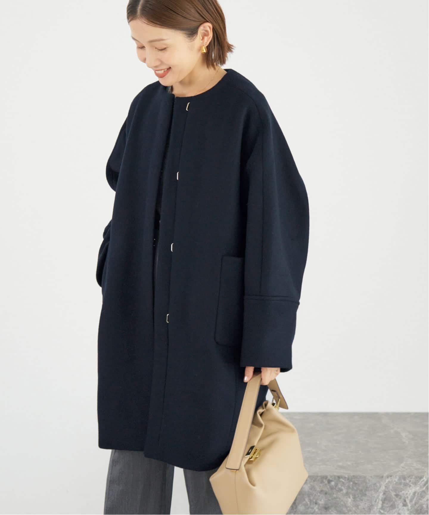 【イエナ/IENA】のSuper140 フォルムコート インテリア・キッズ・メンズ・レディースファッション・服の通販 founy(ファニー) 　ファッション　Fashion　レディースファッション　Fashion for Women　アウター　Coat / Outerwear Collection　コート・ロングコート・ピーコート　Long Coats, Peacoats & More　2025年　2025　2025-2026秋冬・A/W　Autumn/Winter 2025–26 AW25–26　カフス　Cuff Design　パッチ　Patch, Appliqué　フォルム　Silhouette, Form　ポケット　Pocket, Pocket Detail　別注　Limited Edition, Custom Order　ネイビー|ID: prp329100004644882 ipo3291000000033609605