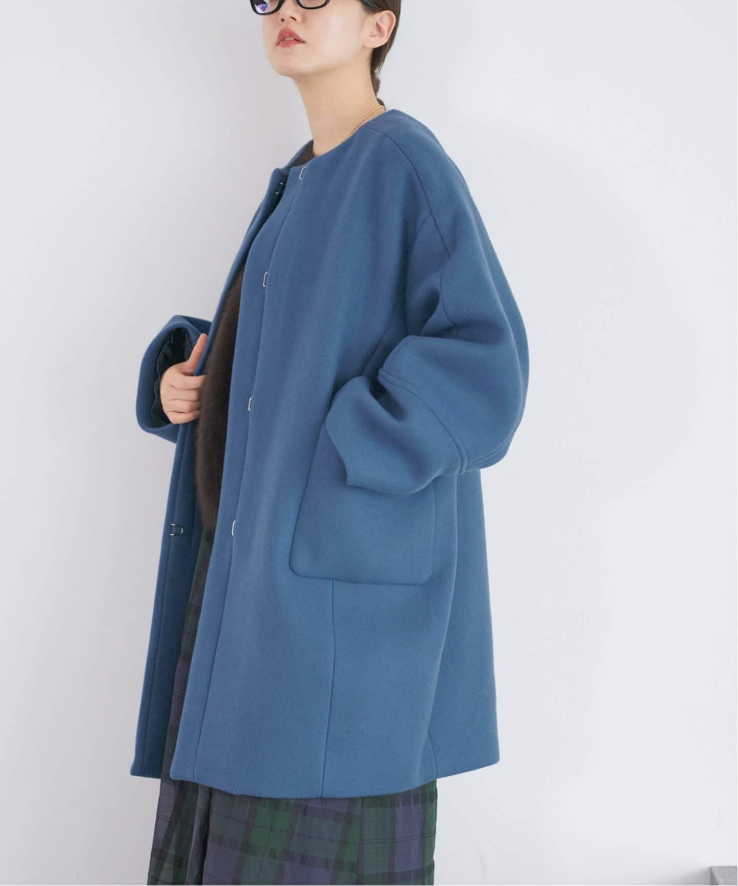【イエナ/IENA】のSuper140 フォルムコート インテリア・キッズ・メンズ・レディースファッション・服の通販 founy(ファニー) 　ファッション　Fashion　レディースファッション　Fashion for Women　アウター　Coat / Outerwear Collection　コート・ロングコート・ピーコート　Long Coats, Peacoats & More　2025年　2025　2025-2026秋冬・A/W　Autumn/Winter 2025–26 AW25–26　カフス　Cuff Design　パッチ　Patch, Appliqué　フォルム　Silhouette, Form　ポケット　Pocket, Pocket Detail　別注　Limited Edition, Custom Order　ブルー|ID: prp329100004644882 ipo3291000000033609606