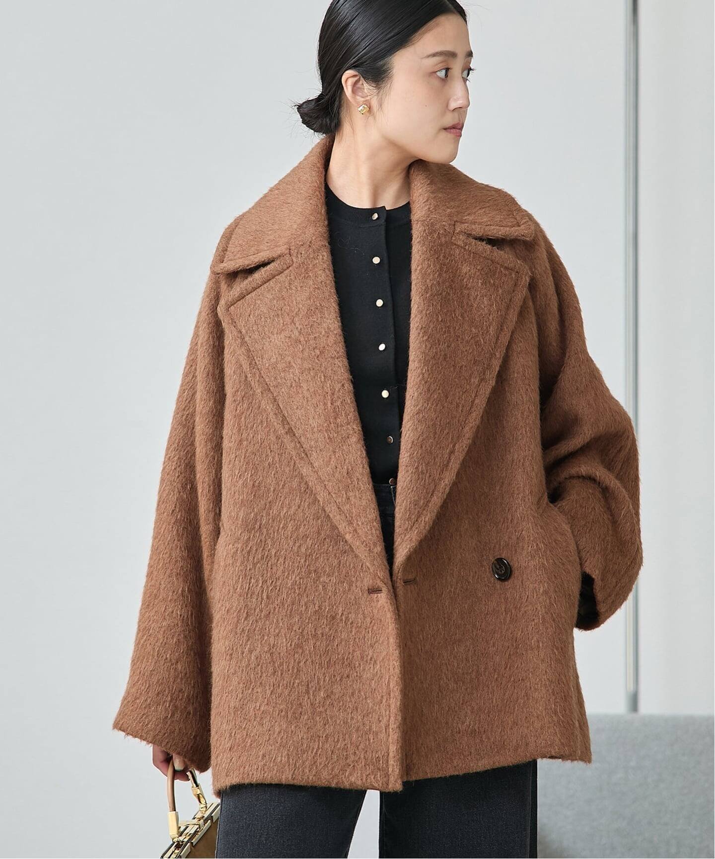 【ジャーナルスタンダード レサージュ/journal standard L'essage】のBALLI シャギーダブルコート インテリア・キッズ・メンズ・レディースファッション・服の通販 founy(ファニー) 　ファッション　Fashion　レディースファッション　Fashion for Women　アウター　Coat / Outerwear Collection　コート・ロングコート・ピーコート　Long Coats, Peacoats & More　2025年　2025　2025-2026秋冬・A/W　Autumn/Winter 2025–26 AW25–26　イタリア　Italy　ワイド　Wide, Wide Fit　キャメル|ID: prp329100004644917 ipo3291000000033519024