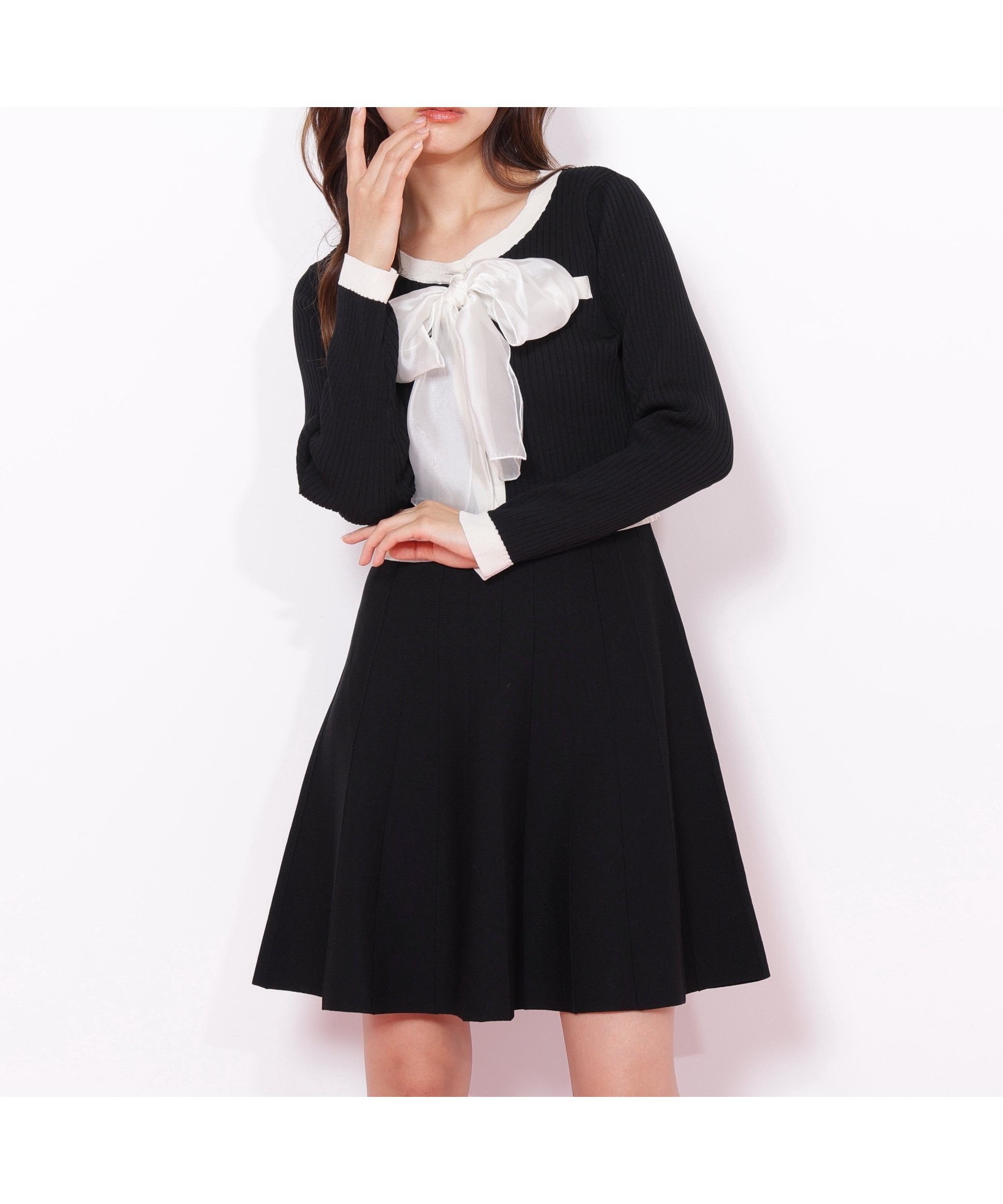 【ジルバイジルスチュアート/JILL by JILLSTUART】のビッグリボンニットアップ インテリア・キッズ・メンズ・レディースファッション・服の通販 founy(ファニー) 　ファッション　Fashion　レディースファッション　Fashion for Women　トップス・カットソー　Cut & Sew Tops　ニット　Knit Tops & Sweaters　カーディガン　Cardigan, Knitwear　セットアップ　Set-Up, Coordinated Outfit　ビッグ　Big, Oversized　リボン　Ribbon, Bow　ブラック|ID: prp329100004644945 ipo3291000000033519275