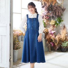 【ローズティアラ/Rose Tiara】の【伸縮性◎】フレアデニムジャンパースカート 人気、トレンドファッション・服の通販 founy(ファニー) ファッション Fashion レディースファッション Fashion for Women スカート Skirts チュニック Tunic, Long Top デニム Denim, Jeans Material フェミニン Feminine, Girly フレア Flare, Flared フロント Front, Front Design ポケット Pocket, Pocket Detail |ID:prp329100004644980