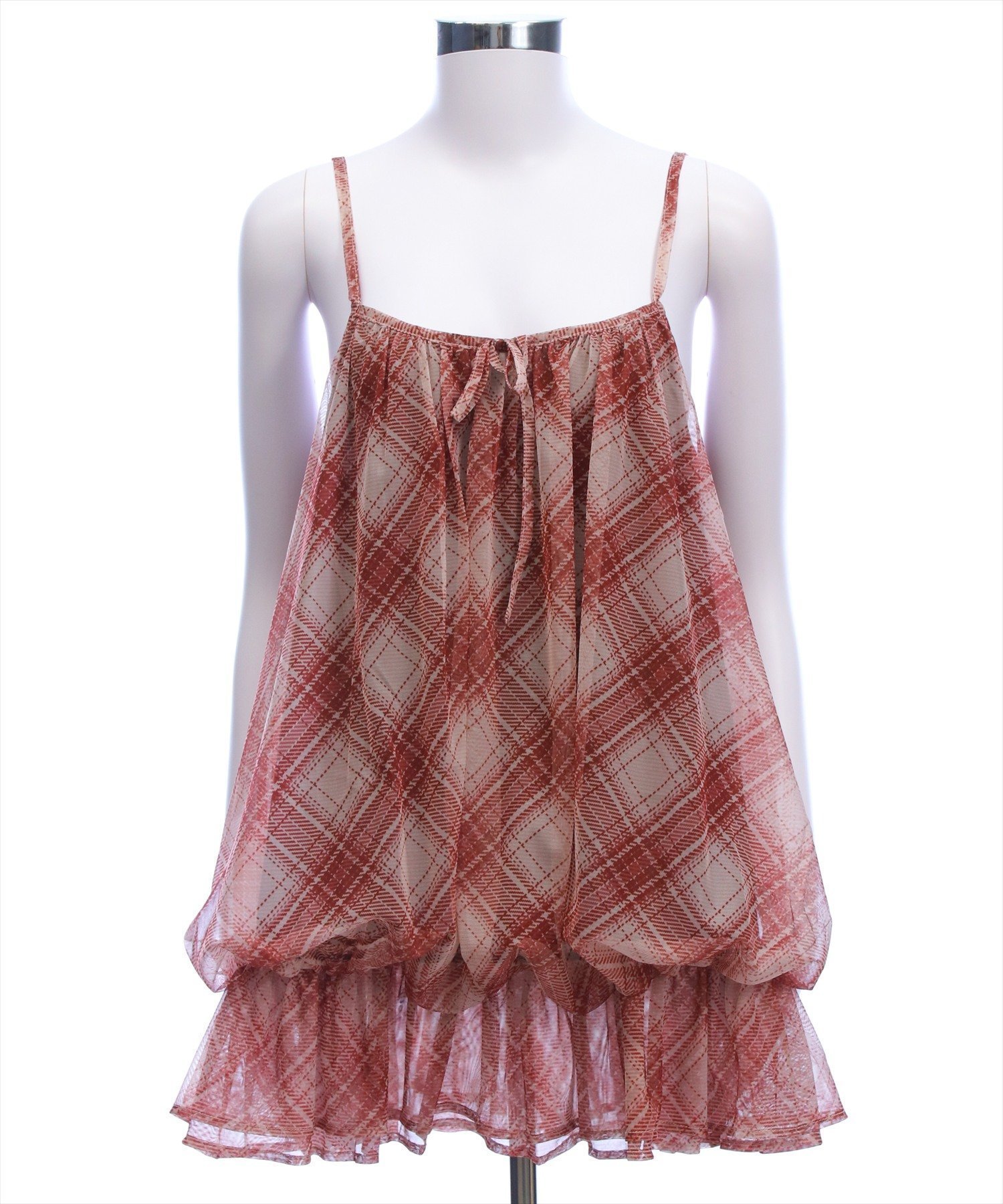【クリア/clear】のシアーチェック柄バルーンチュニック インテリア・キッズ・メンズ・レディースファッション・服の通販 founy(ファニー) 　ファッション　Fashion　レディースファッション　Fashion for Women　トップス・カットソー　Cut & Sew Tops　インナー　Innerwear　シンプル　Simple, Minimal　ジャケット　Jacket, Outerwear　チュニック　Tunic, Long Top　バルーン　Balloon, Balloon Silhouette　フェミニン　Feminine, Girly　リボン　Ribbon, Bow　ロング　Long, Long-Length　RD|ID: prp329100004645052 ipo3291000000033520139