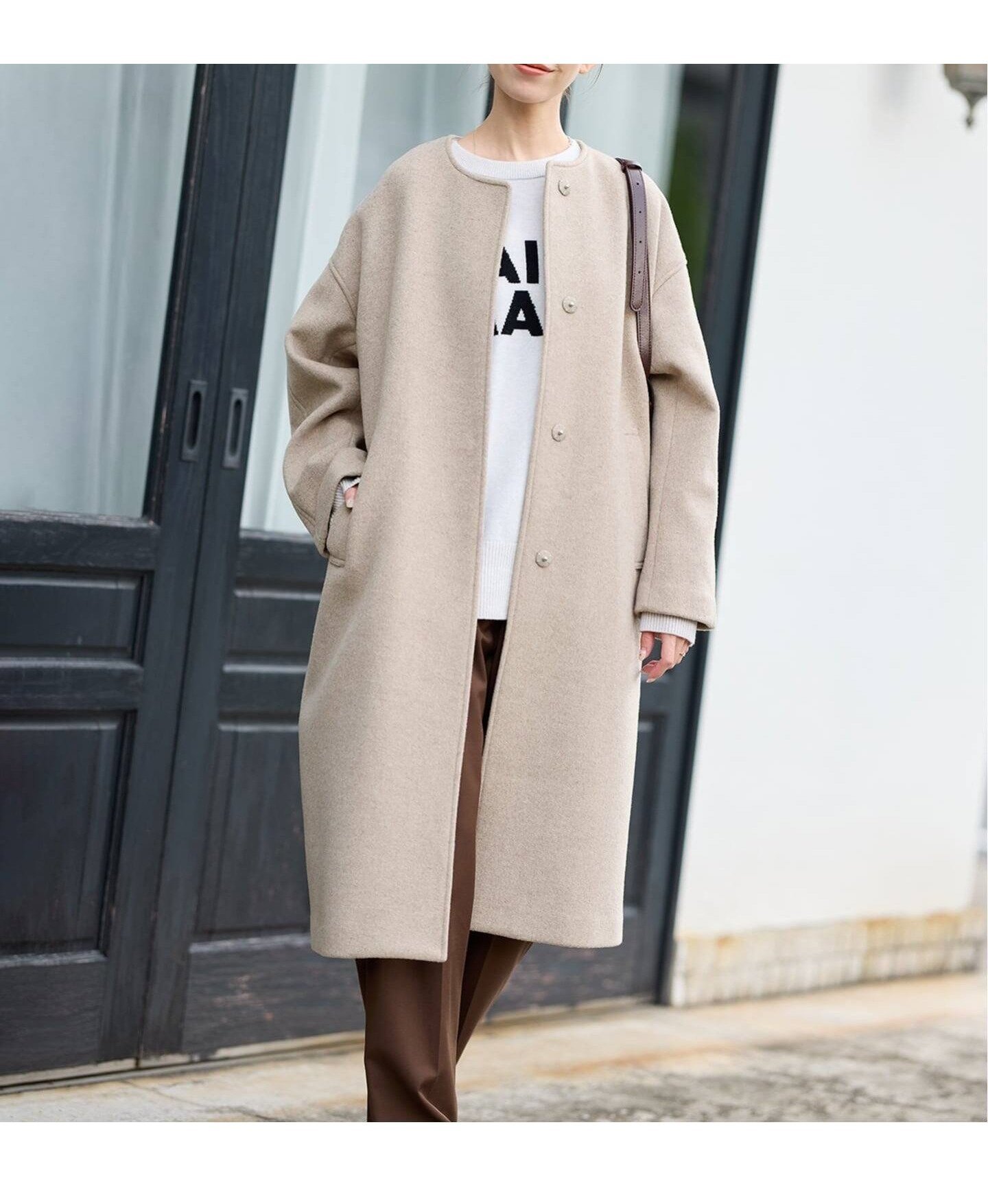 【ジャーナルスタンダード/JOURNAL STANDARD】の《追加 》スーパー140ビーバーノーカラーコート インテリア・キッズ・メンズ・レディースファッション・服の通販 founy(ファニー) 　ファッション　Fashion　レディースファッション　Fashion for Women　アウター　Coat / Outerwear Collection　コート・ロングコート・ピーコート　Long Coats, Peacoats & More　2025年　2025　2025-2026秋冬・A/W　Autumn/Winter 2025–26 AW25–26　ベージュ A|ID: prp329100004645087 ipo3291000000033520520