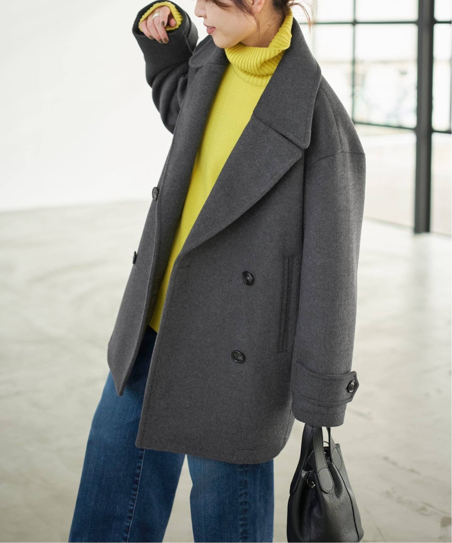 【スピック&スパン/Spick & Span】のS160ビーバーPコート インテリア・キッズ・メンズ・レディースファッション・服の通販 founy(ファニー) 　ファッション　Fashion　レディースファッション　Fashion for Women　アウター　Coat / Outerwear Collection　コート・ロングコート・ピーコート　Long Coats, Peacoats & More　Pコート　Pea Coats　なめらか　Smooth, Silky Texture　マニッシュ　Mannish, Boyish　エレガント 上品　Elegant　ビジネス 仕事 通勤　Business / Work / Commuting　グレー|ID: prp329100004645091 ipo3291000000033609502