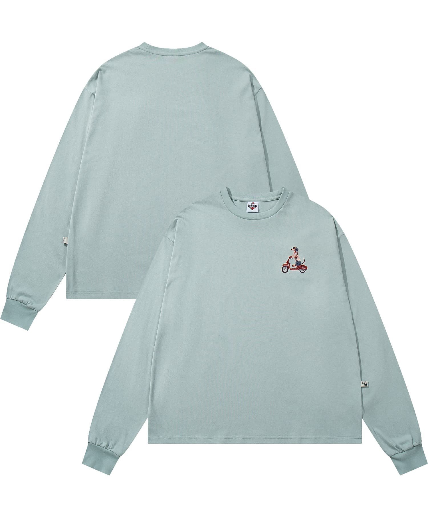 【アイモハ/aimoha】のHOOK -original- DOGワンポイント刺繍ロンTEE インテリア・キッズ・メンズ・レディースファッション・服の通販 founy(ファニー) 　ファッション　Fashion　レディースファッション　Fashion for Women　トップス・カットソー　Cut & Sew Tops　ロングTシャツ・Tシャツ　Longline T-Shirts & Tees　シンプル　Simple, Minimal　ビッグ　Big, Oversized　フロント　Front, Front Design　リラックス　Relax, Relaxed Fit　ワンポイント　One Point, Statement Accent　犬　Dog　グリーン|ID: prp329100004645172 ipo3291000000033522062