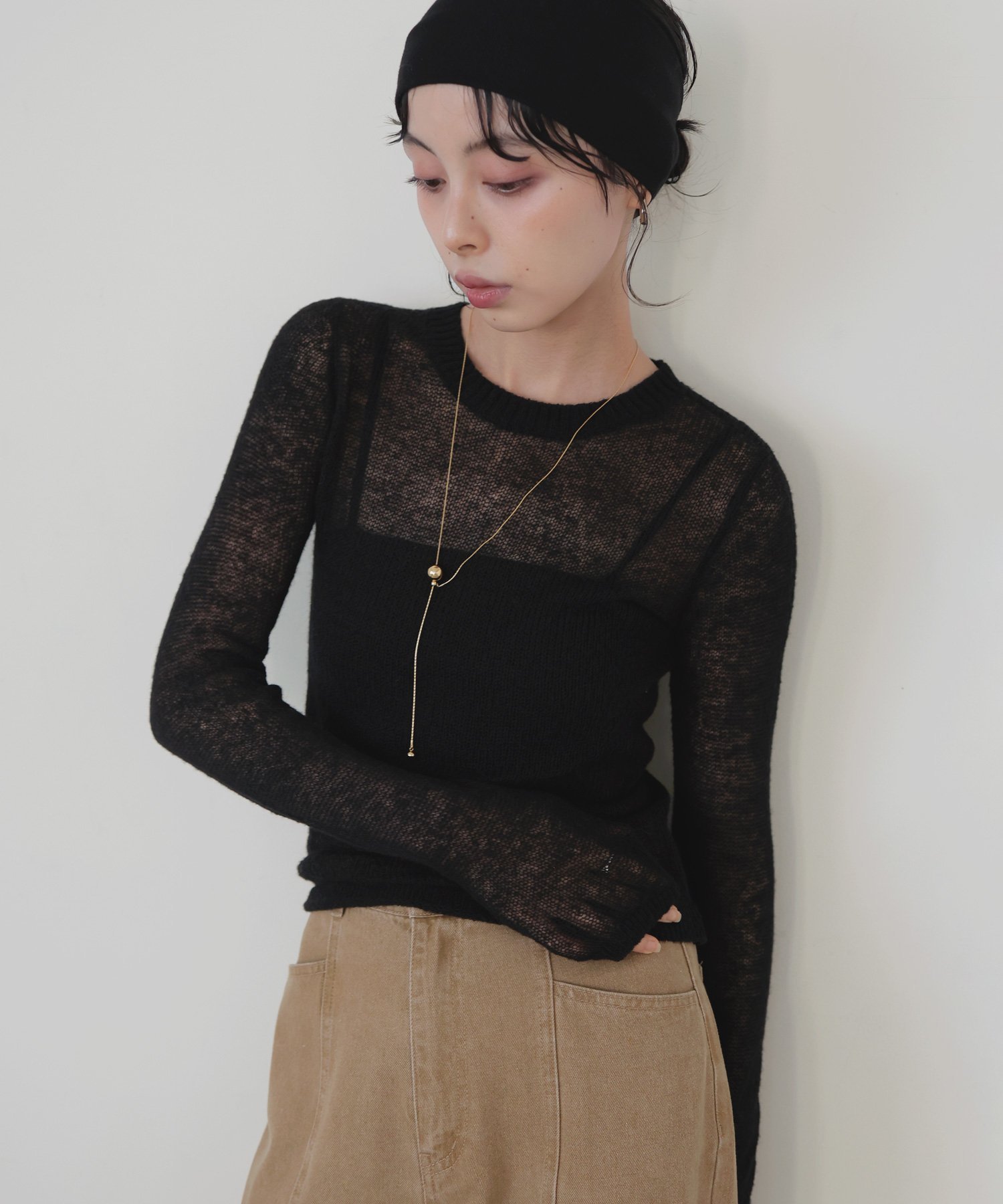 【リアン/Lian】のウールモヘアシアーニット インテリア・キッズ・メンズ・レディースファッション・服の通販 founy(ファニー) 　ファッション　Fashion　レディースファッション　Fashion for Women　トップス・カットソー　Cut & Sew Tops　ニット　Knit Tops & Sweaters　ブラック|ID: prp329100004645251 ipo3291000000033619107
