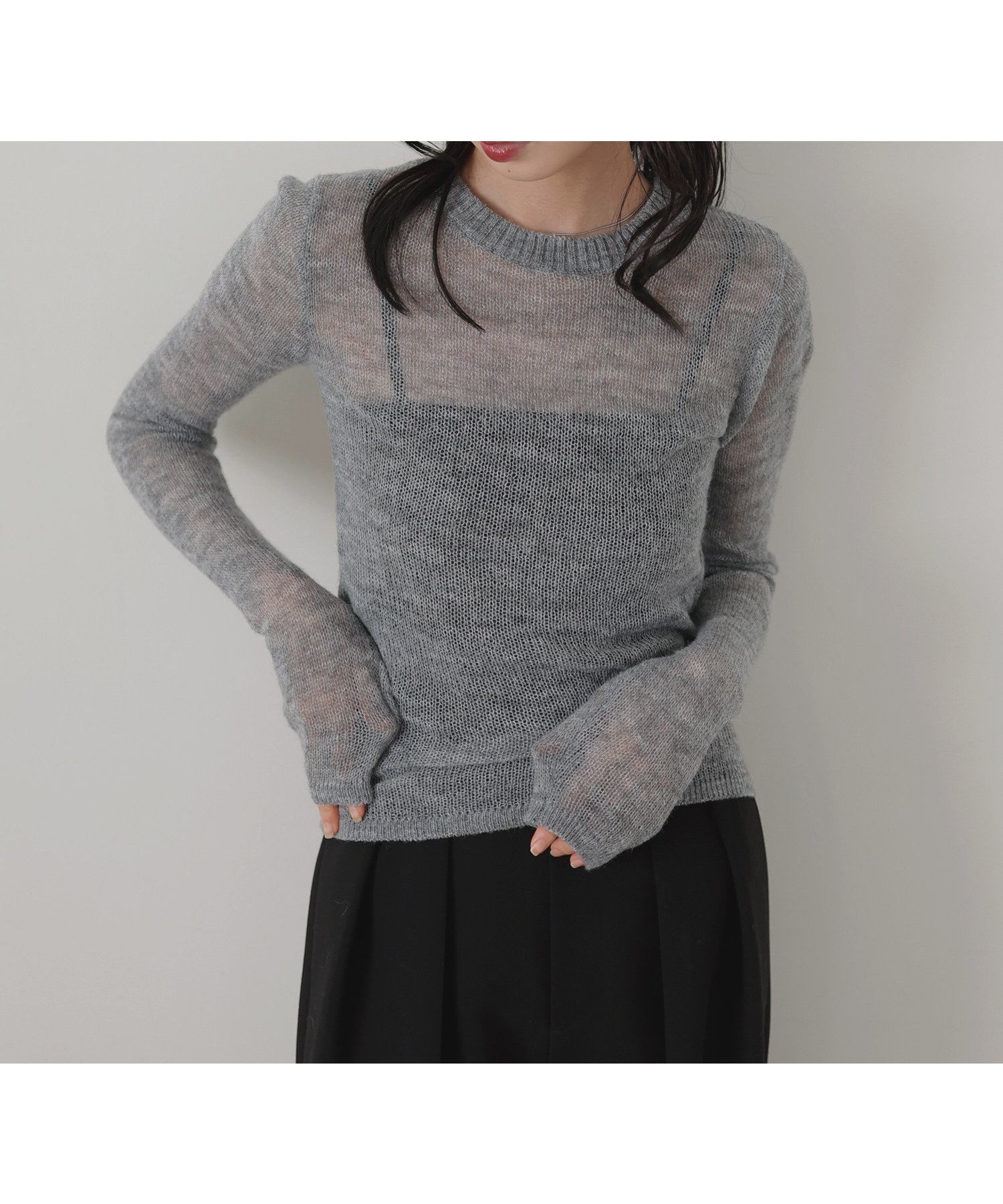 【リアン/Lian】のウールモヘアシアーニット インテリア・キッズ・メンズ・レディースファッション・服の通販 founy(ファニー) 　ファッション　Fashion　レディースファッション　Fashion for Women　トップス・カットソー　Cut & Sew Tops　ニット　Knit Tops & Sweaters　グレー|ID: prp329100004645251 ipo3291000000033619114