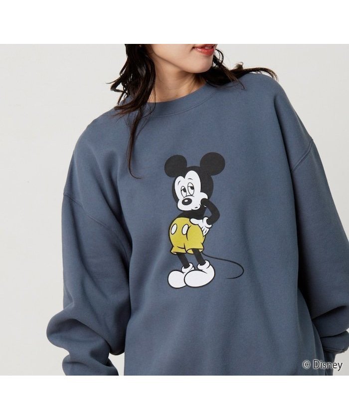 【フリークスストア/FREAK'S STORE】の別注/Mickey Mouse/ミッキーマウス 前後 プリン トvintage 加工 スウェット【限定展開】 24AW インテリア・キッズ・メンズ・レディースファッション・服の通販 founy(ファニー) 　ファッション　Fashion　レディースファッション　Fashion for Women　トップス・カットソー　Cut & Sew Tops　レディースパーカー・カジュアルフーディー　Casual Hoodies & Sweatshirts　スウェット・クルーネックトップス　Sweatshirts & Crewnecks / Relaxed Fit Sweat Tops　ヴィンテージ　Vintage Style　サテン　Satin, Glossy Fabric　ジャケット　Jacket, Outerwear　スウェット / スエット　Sweatshirt, Sweatwear　スペシャル　Special, Limited Edition　人気　Popular, Best Seller　ビッグ　Big, Oversized　フェミニン　Feminine, Girly　フレア　Flare, Flared　プリント　Print, Printed Pattern　ベーシック　Basic, Essential　別注　Limited Edition, Custom Order　A/W・秋冬　Autumn/Winter　冬　Winter / This Winter　おすすめ　Recommended / Our Picks　2024年　2024　2024-2025秋冬・A/W　Autumn/Winter 2024–25 AW24–25　ブルーグレー|ID: prp329100004645292 ipo3291000000033555286
