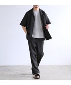 【ザ カジュアル/THE CASUAL / MEN】の【セットアップ 2点セット】接触冷感テックリネンノーカラー半袖カーデorオープンカラー半袖シャツ/&テーパードパンツセットアップ ブラック系|ID: prp329100004645710 ipo3291000000033530591