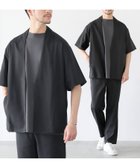 【ザ カジュアル/THE CASUAL / MEN】の【セットアップ 2点セット】接触冷感テックリネンノーカラー半袖カーデorオープンカラー半袖シャツ/&テーパードパンツセットアップ ブラック|ID: prp329100004645710 ipo3291000000033530610