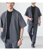 【ザ カジュアル/THE CASUAL / MEN】の【セットアップ 2点セット】接触冷感テックリネンノーカラー半袖カーデorオープンカラー半袖シャツ/&テーパードパンツセットアップ チャコール|ID: prp329100004645710 ipo3291000000033530614
