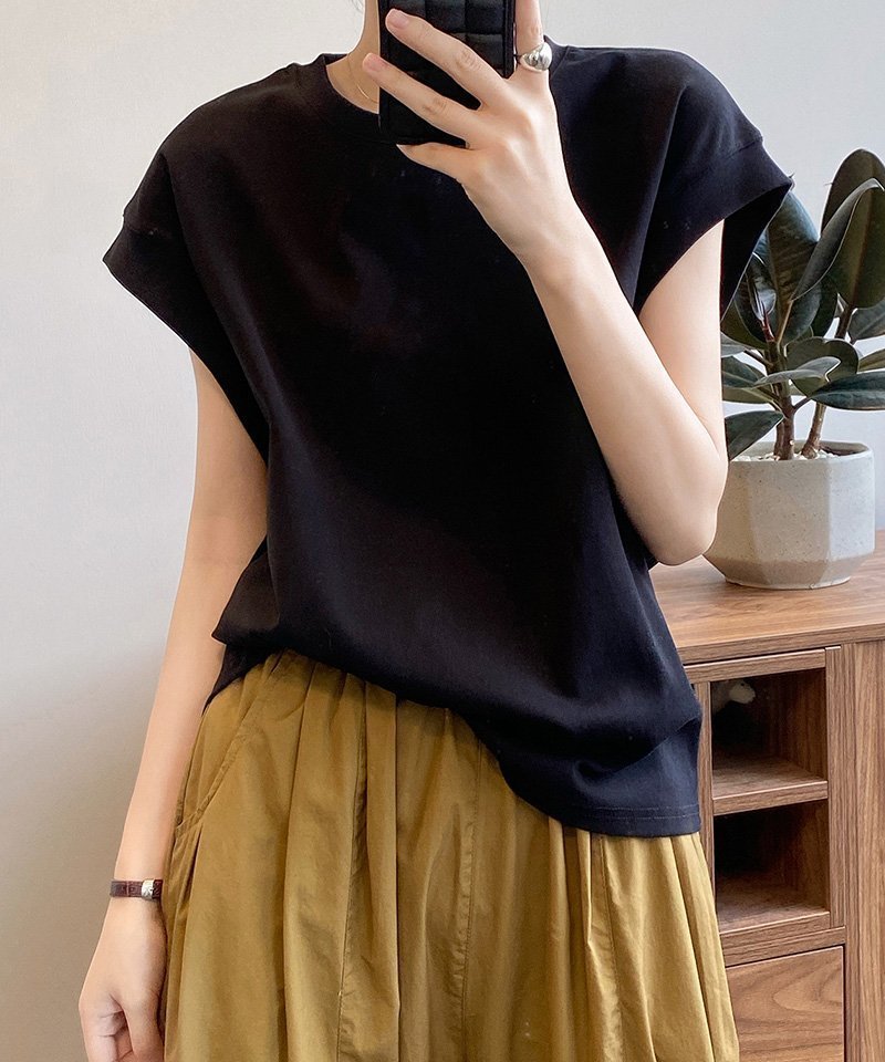 【ココモモ/COCOMOMO】のtシャツ カットソー フレンチスリーブ レディース トップス クルーネック インテリア・キッズ・メンズ・レディースファッション・服の通販 founy(ファニー) 　ファッション　Fashion　レディースファッション　Fashion for Women　トップス・カットソー　Cut & Sew Tops　シャツ・ブラウス・オフィスカジュアル　Elegant Blouses & Button-Ups　ロングTシャツ・Tシャツ　Longline T-Shirts & Tees　カットソー・ベーシックTシャツ　Cut-and-Sewn Tops / Stretch Tees & Basics　カットソー　Cut and Sewn Top　スリーブ　Sleeve, Long Sleeve / Short Sleeve　フレンチ　French, French Style　夏　Summer　ブラック|ID: prp329100004645727 ipo3291000000033530876